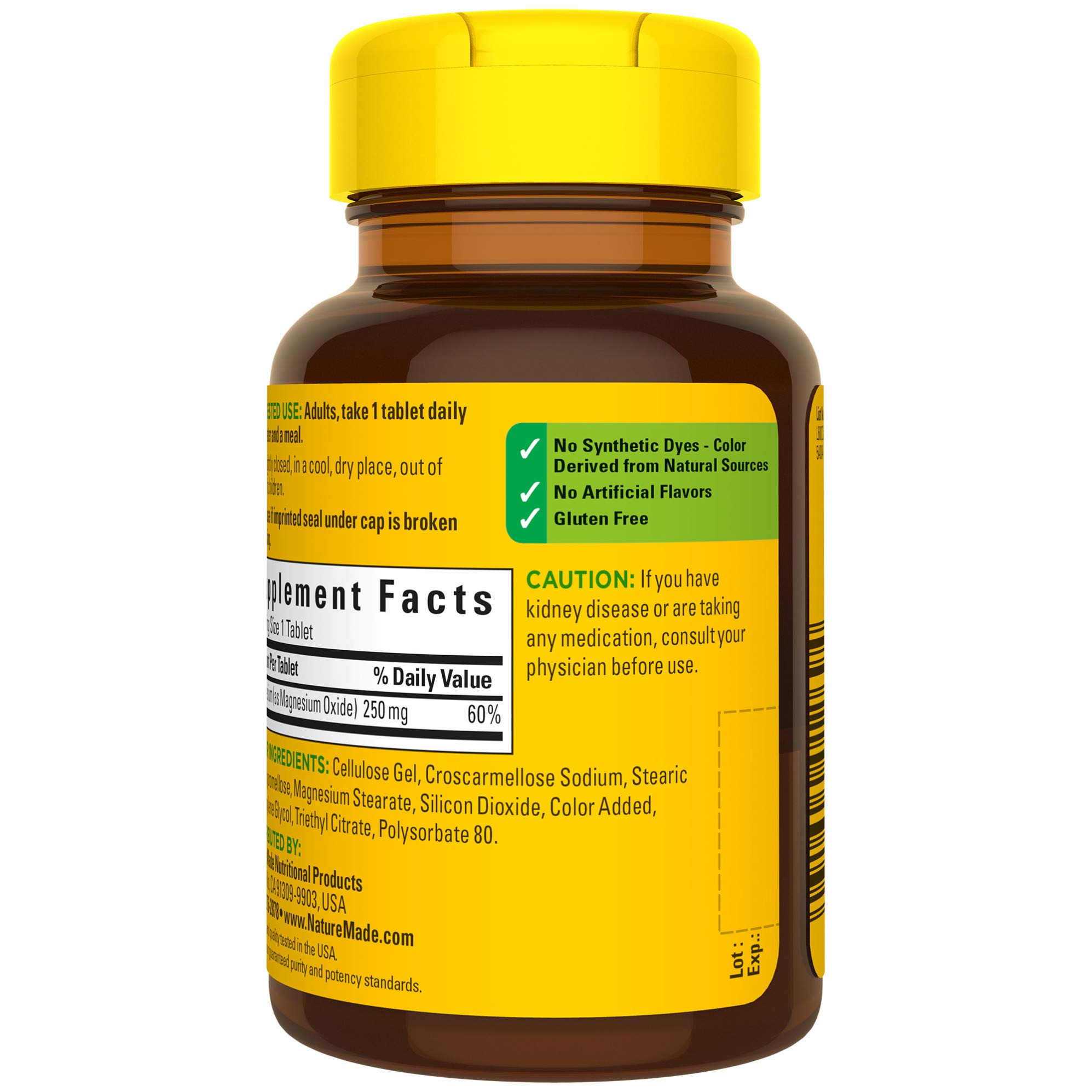 Nature Made Magnesium Oxide 250 mg Tablets, 100 Count for Nutrition