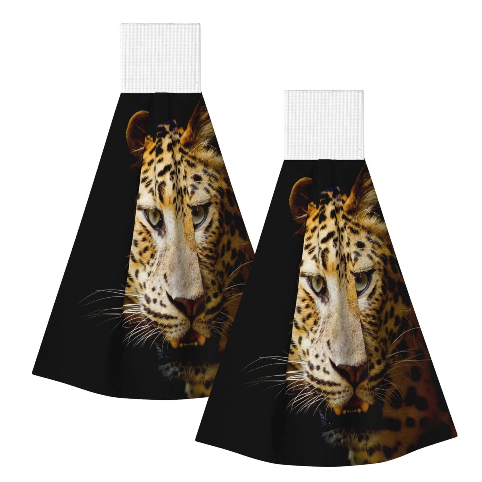 DOPKLNA Animal Cheetah, 2 Pcs Hanging Coral Fiber Hand Towels for Bathroom, Absorbent Kitchen Towels