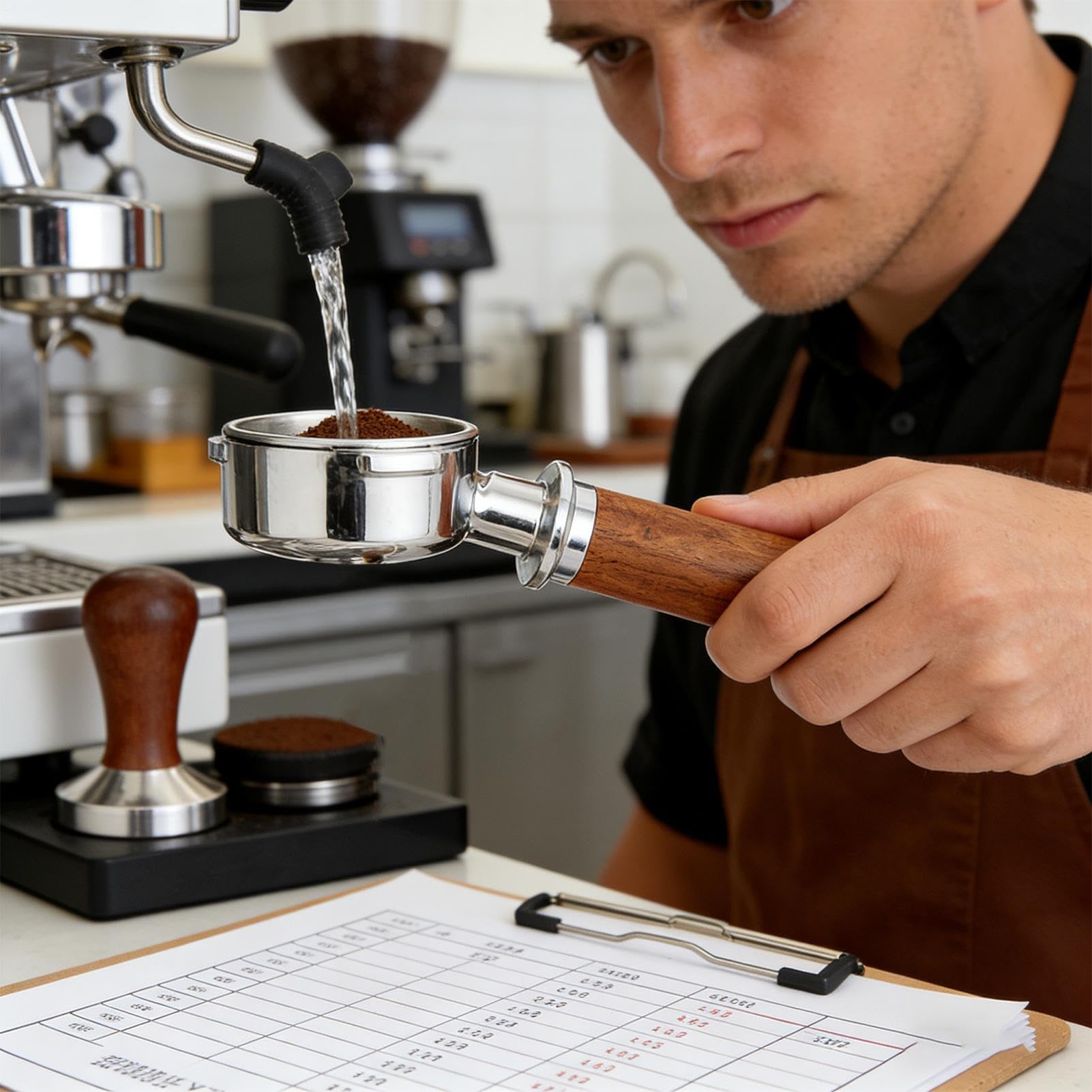 Mango Para Espresso Filtro Sin Fondo 58mm Repuesto Para Espresso | Mango para Espresso Antideslizante Para Cocina Hogar Cafetería Bar Oficina Encimera Sala de Estar Comercial