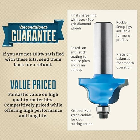 45 Degree Lock Miter Router Bit w/ Interlocking Design - Durable Precise 1/2 Shank Side Cutting Bit for Strong Corner Joints Ideal Router Bits for Woodworking & Cabinet Joinery