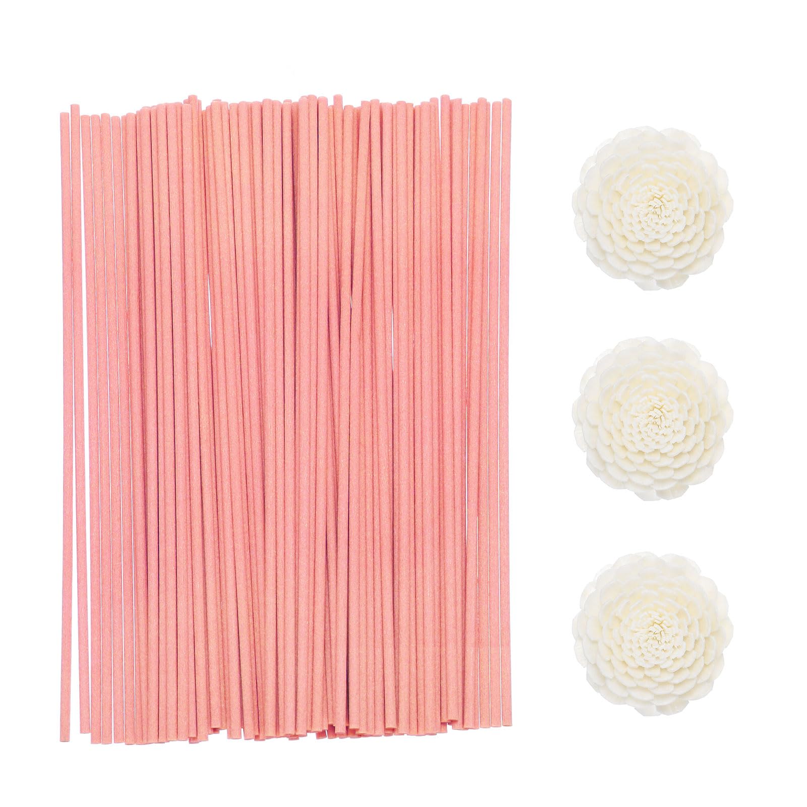 uxcell 103Pcs Reed Diffuser Sticks Set, Fiber Fragrance Flower Reed Diffuser Replacement Refill Sticks Flower Decor for Home, Hotel, Office (Pink)
