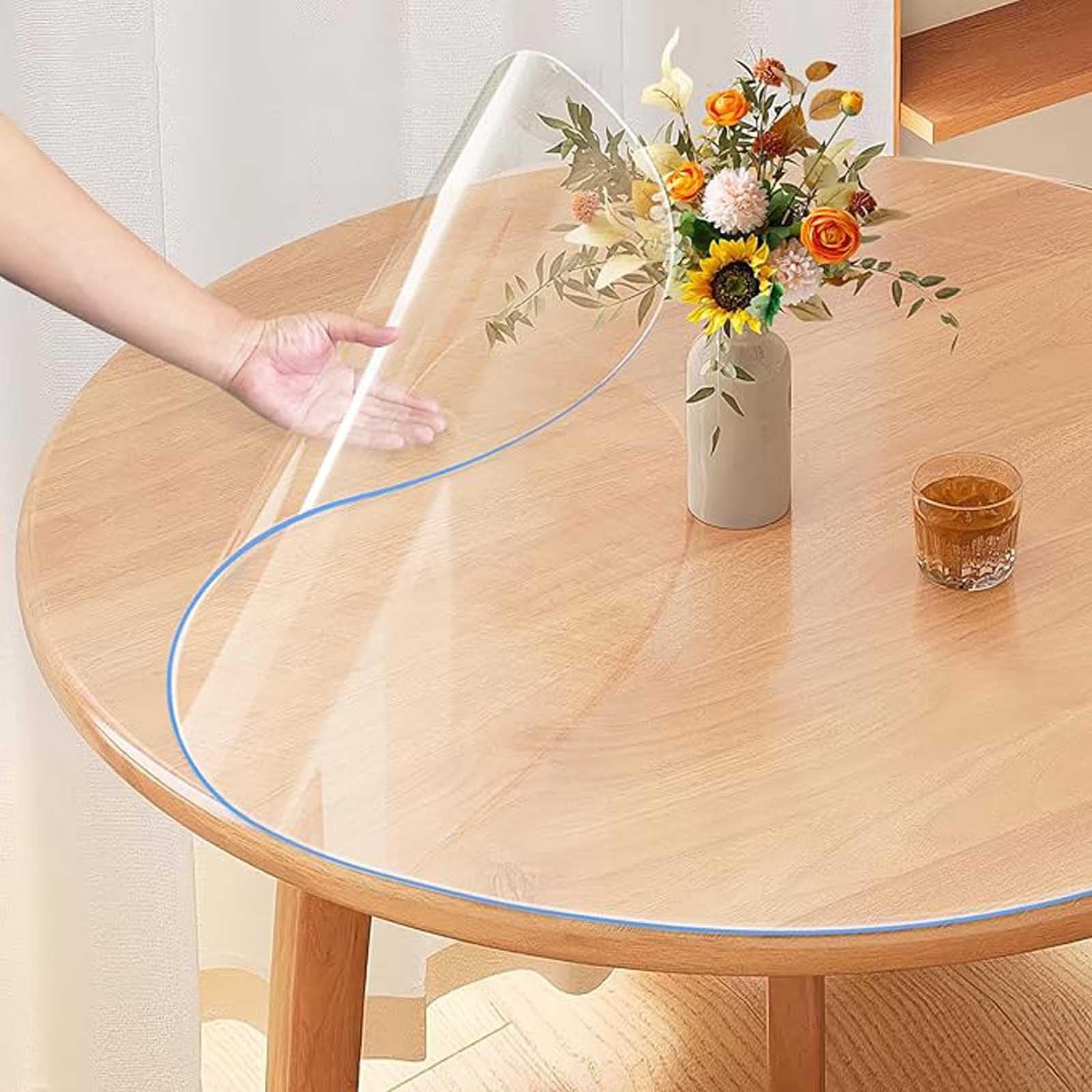 Nappe ronde transparente anti-rayure pour table de 80cm