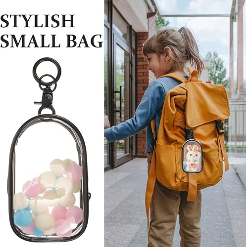 Miniatura 4 de Alasum 1 juego de bolsa de exhibición transparente con llavero portátil pequeña bolsa de almacenamiento de muñecas vitrinas con cierre de cremallera