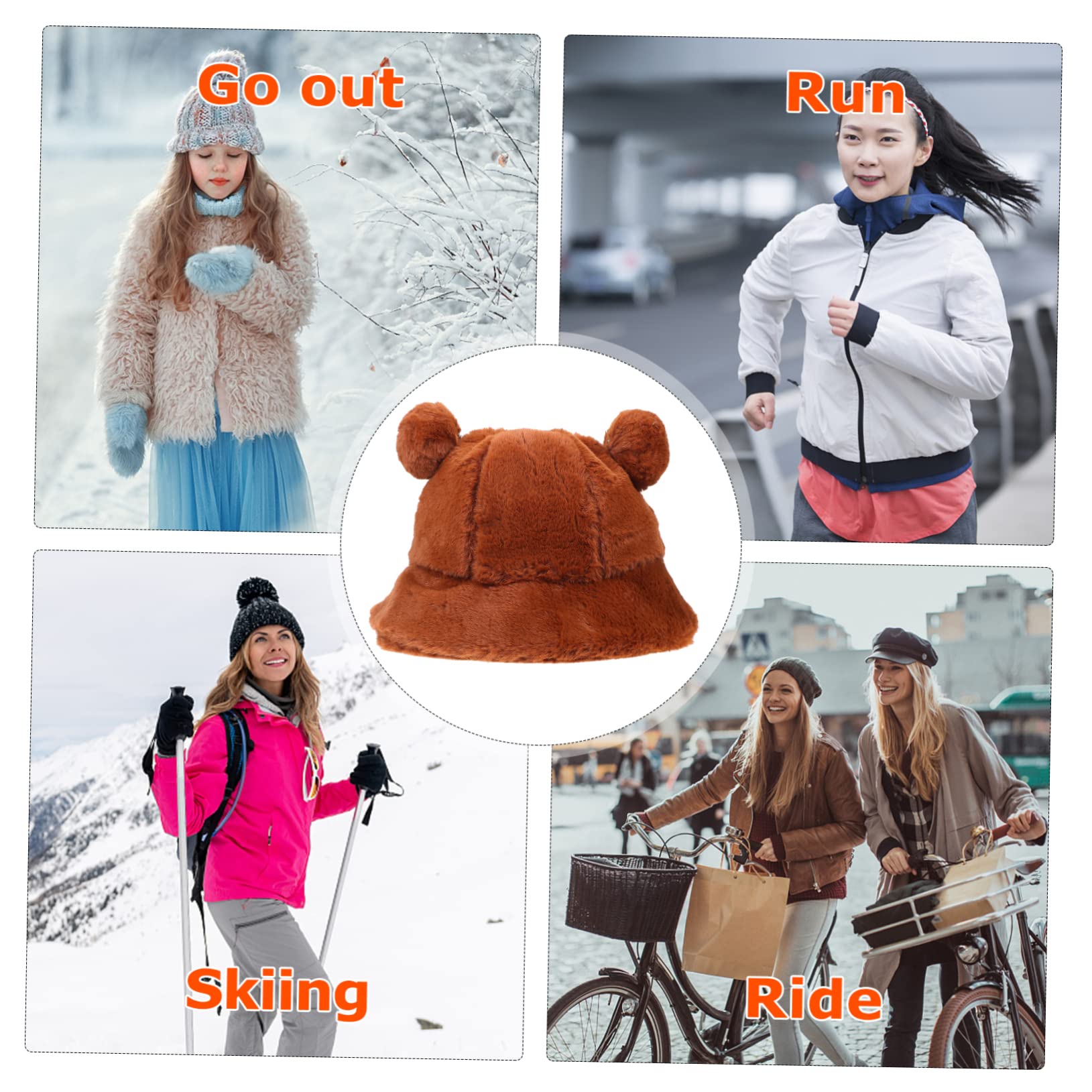 SHERCHPRY Cute Little Bear Ears Winter Hat for Plush Decorative Cap Comfortable and Warm Furry Design for Autumn and Winter Parties Brown