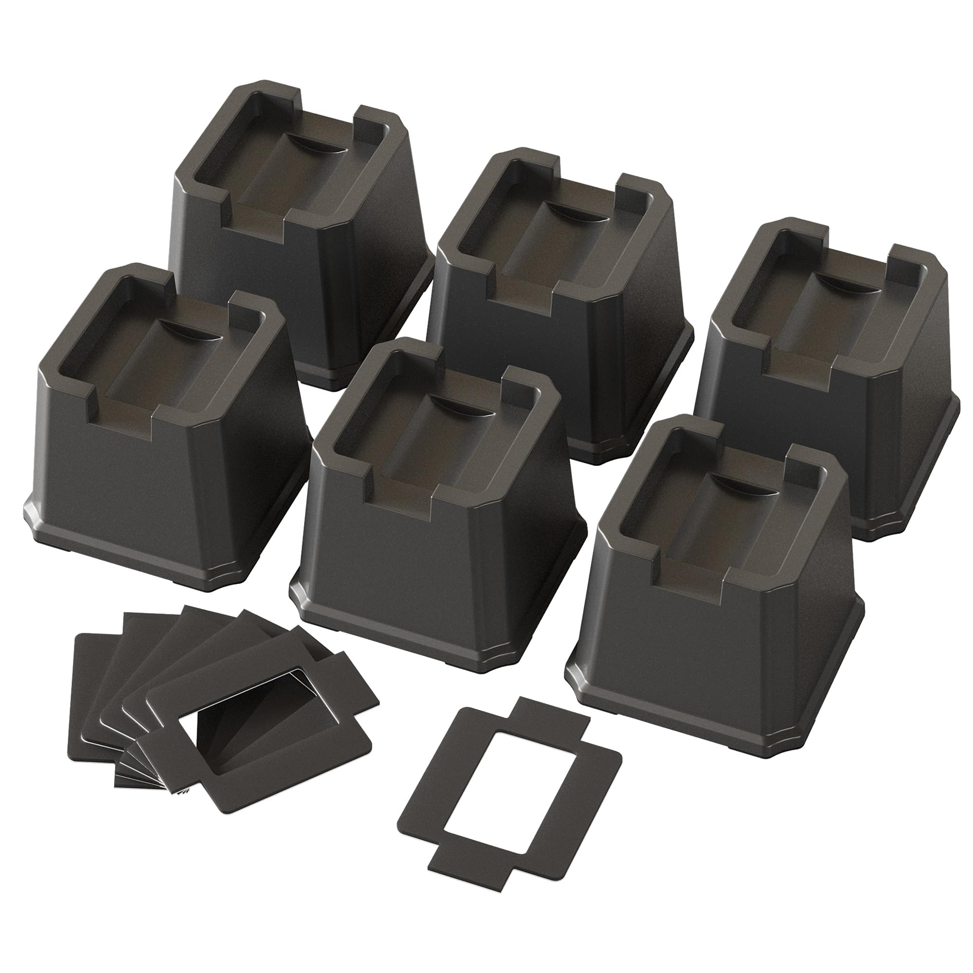 6 Pack Bed Risers 3 Inch Heavy Duty Furniture Elevators Fits to Wheels of Bed, Sofa, Table and Couch, Black