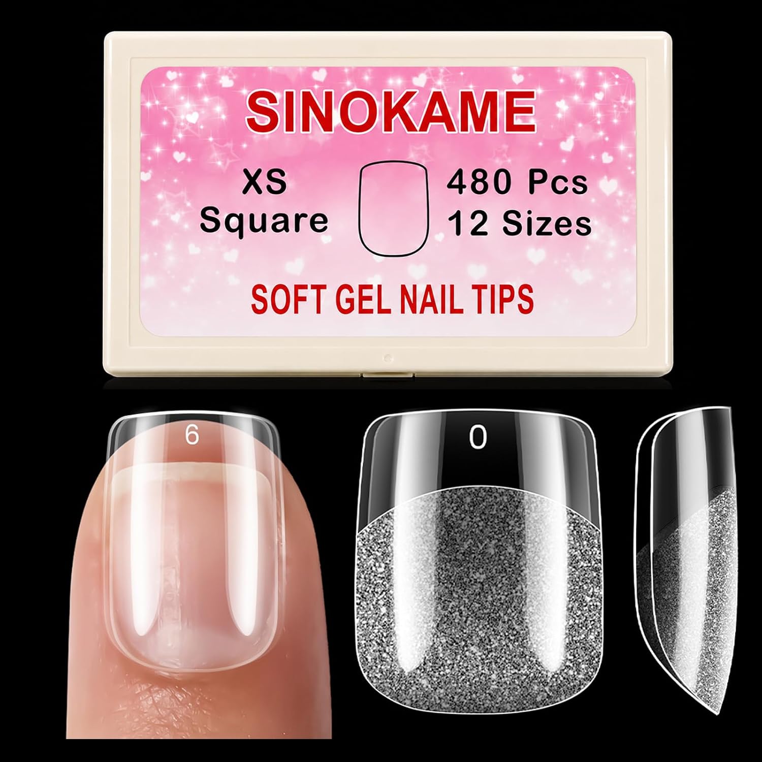 Extra Short Wide Fit Almond Nail Tips for Short Wider Nail Beds,SINOKAME Full Matte No File XS Almond Gel Press On Nails Clear,Paintable Fake Nails Durable 15 Sizes 300 Pcs