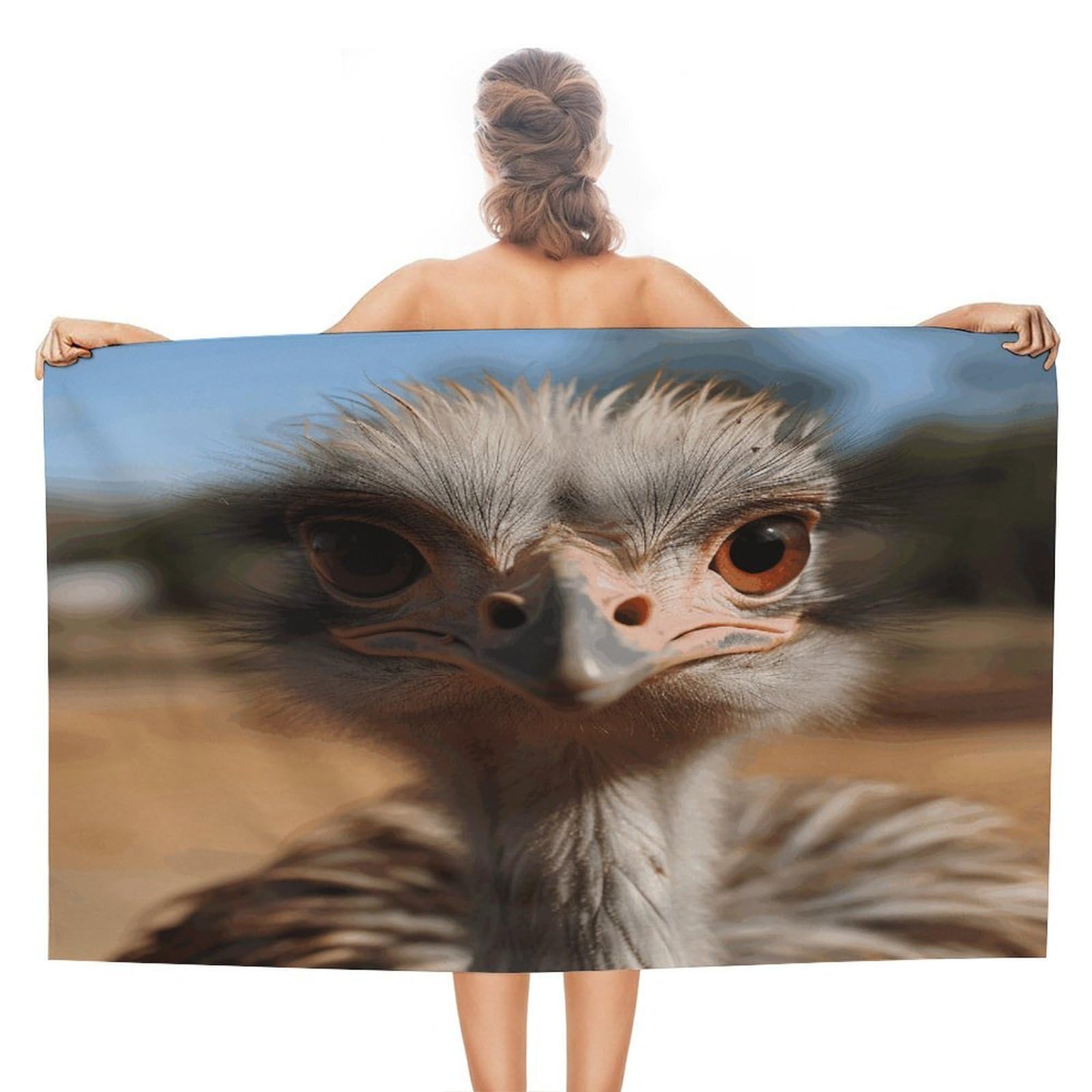VstaDank Cute Ostrich Beach Towel 51x31 Inch Oversized Soft Bath Towel Luxury Plush Thick Hotel Swim Pool Towels Super Quick Dry Travel Towels for Camping Gym Sports Yoga