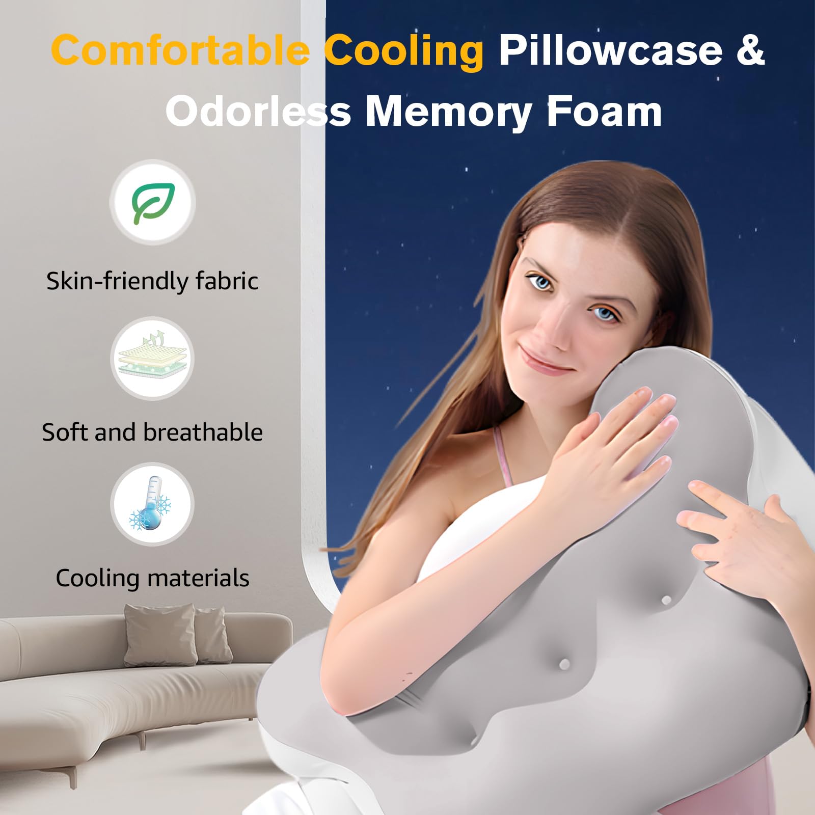 Almohada cervical para el cuello, almohadas para dolor de cuello y hombros, almohada de contorno, almohadas de cuello, almohada para aliviar el dolor de cuello, almohadas de lado para adultos,
