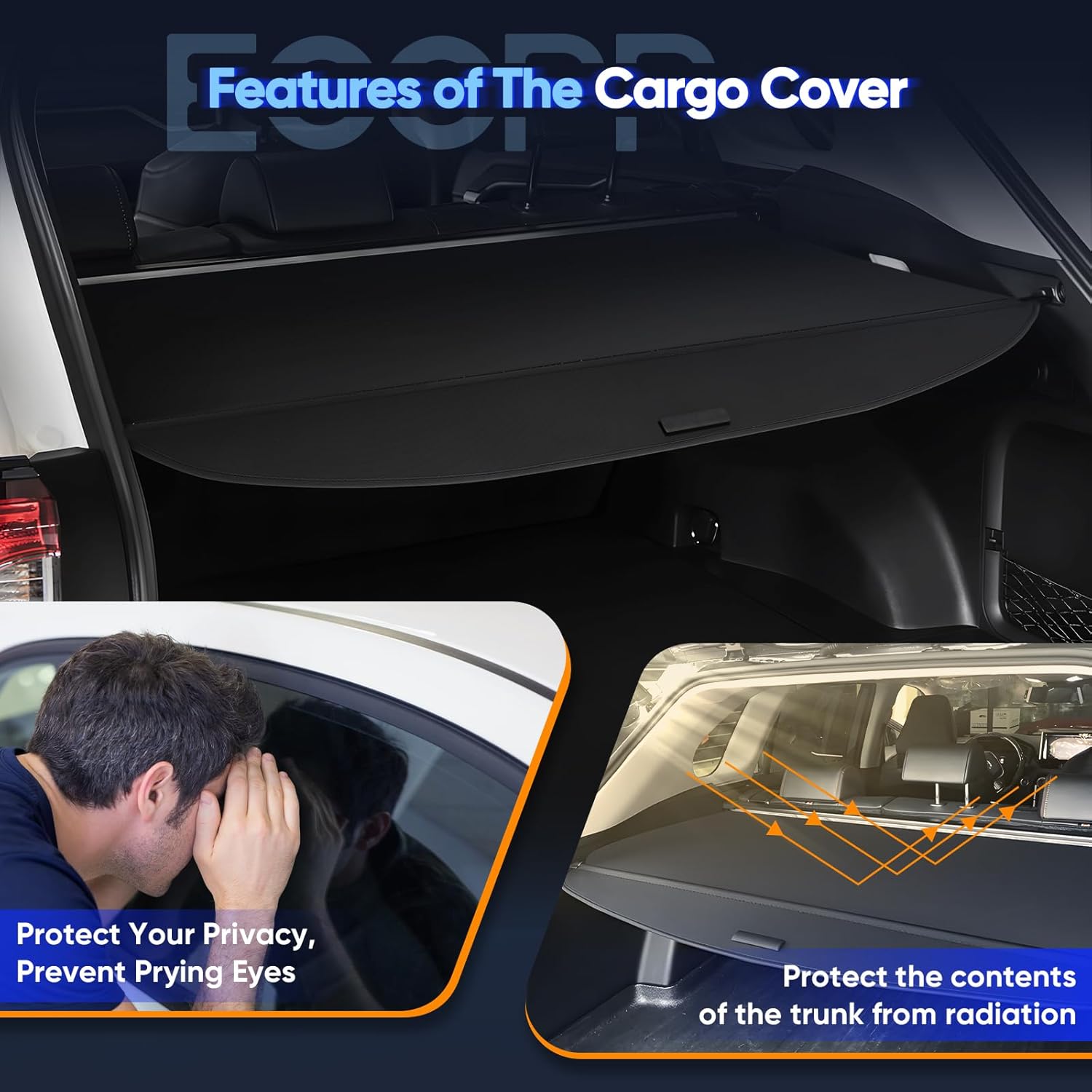 ECCPP Cargo Cover 2016 2017 2018 2019 2020 2021 2022 Fit for Honda Pilot 3.5L Rear Trunk Cover Shade Luggage Tonneau Security Cover 2016-2022 for Honda Pilot 3.5L
