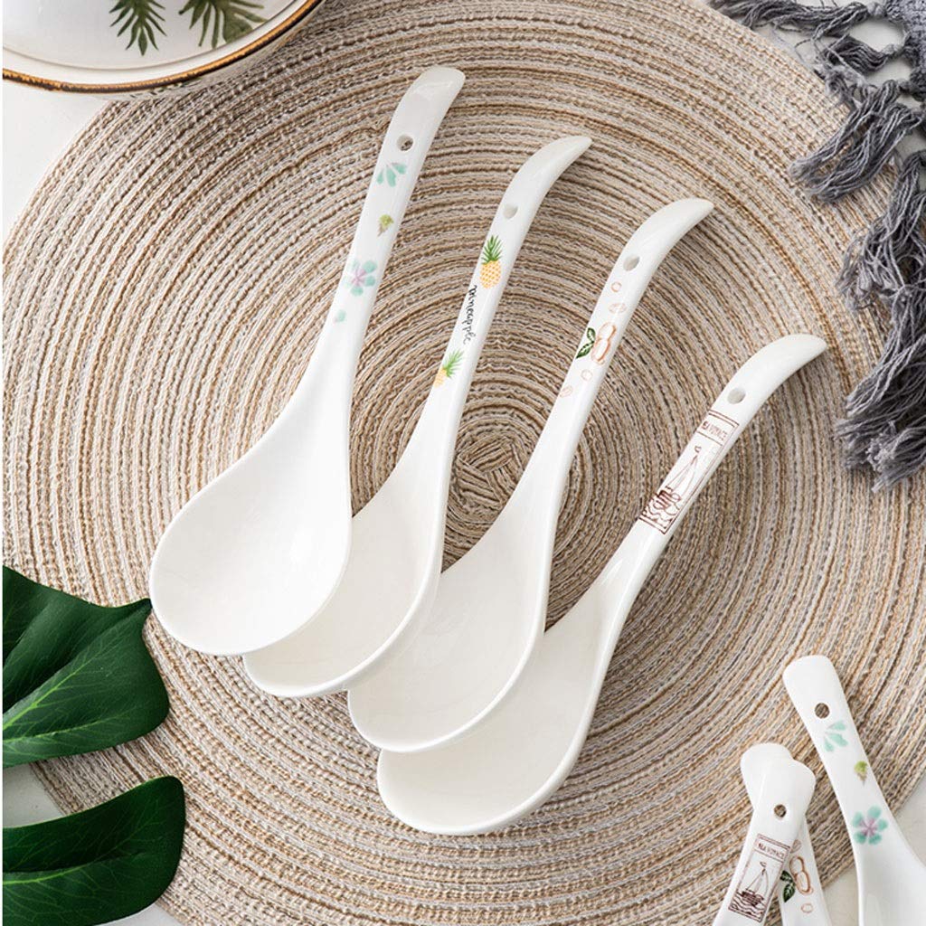 Cucharón de Sopa: Cucharas de Cerámica Hechas a Mano con Mango Largo, Se Puede Utilizar en Cocina, Restaurante, Hotel, Práctico Dispositivo/6 Pack/a