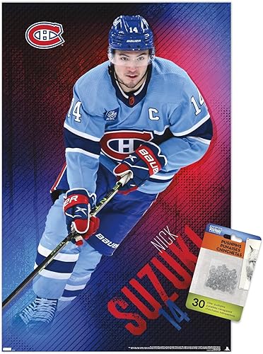 Miniatura 7 de Trends International NHL Montreal Canadiens - Póster de pared de Nick Suzuki 23, 22.37 x 34.00 pulgadas, paquete de póster y pasador
