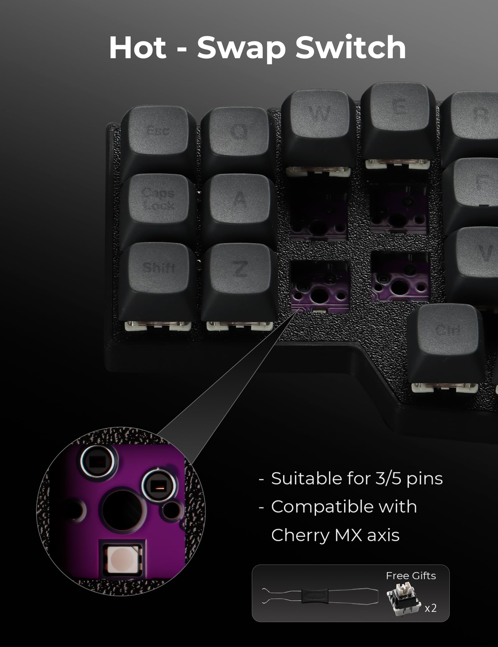 YIVU CORNE V4 - Teclado mecánico dividido con cable 40 %, diseño ergonómico ortogonal 3 x 6, compatible con reasignación de teclas de vial, teclado RGB personalizado intercambiable en caliente