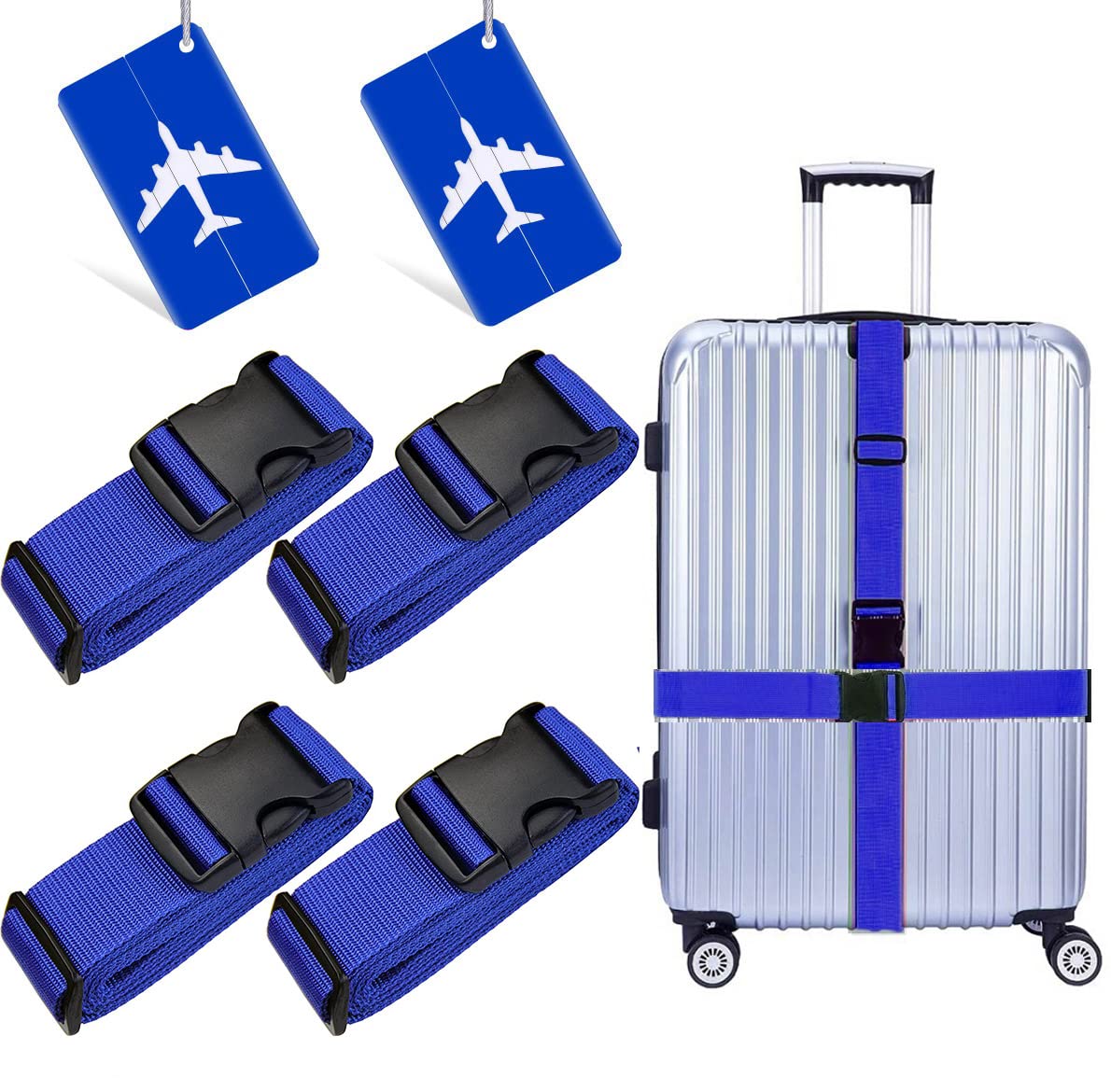 4 Pack Luggage Straps For Suitcases Strap Travel Belts Accessories
