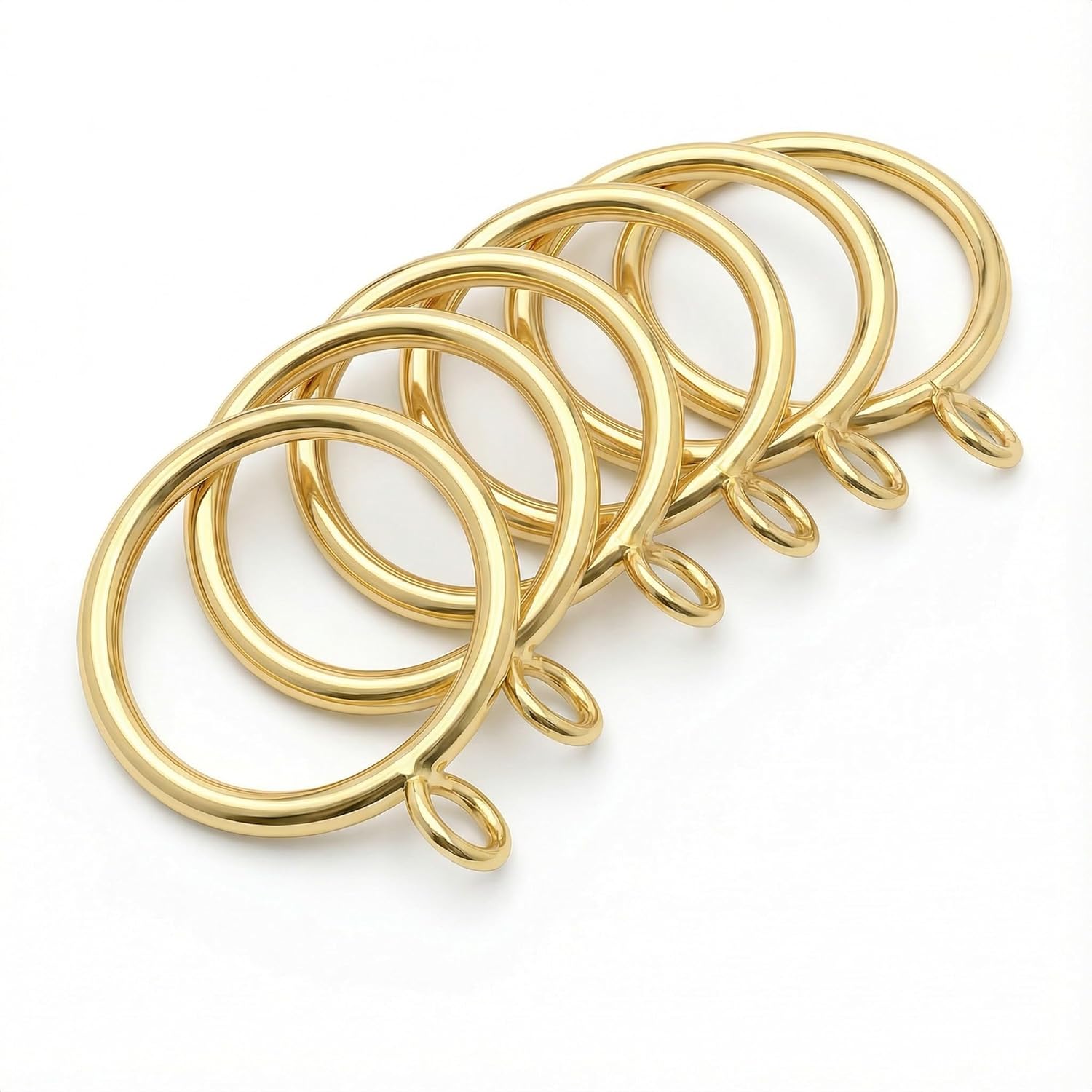 45 Pack Gold 1.5 Inch Curtain Rings - Heavy Duty Rustproof Iron Eyelets, Smooth Drapery Hardware for 1.2-1.4 Inch Rods, Fits Blackout/Sheer Curtains