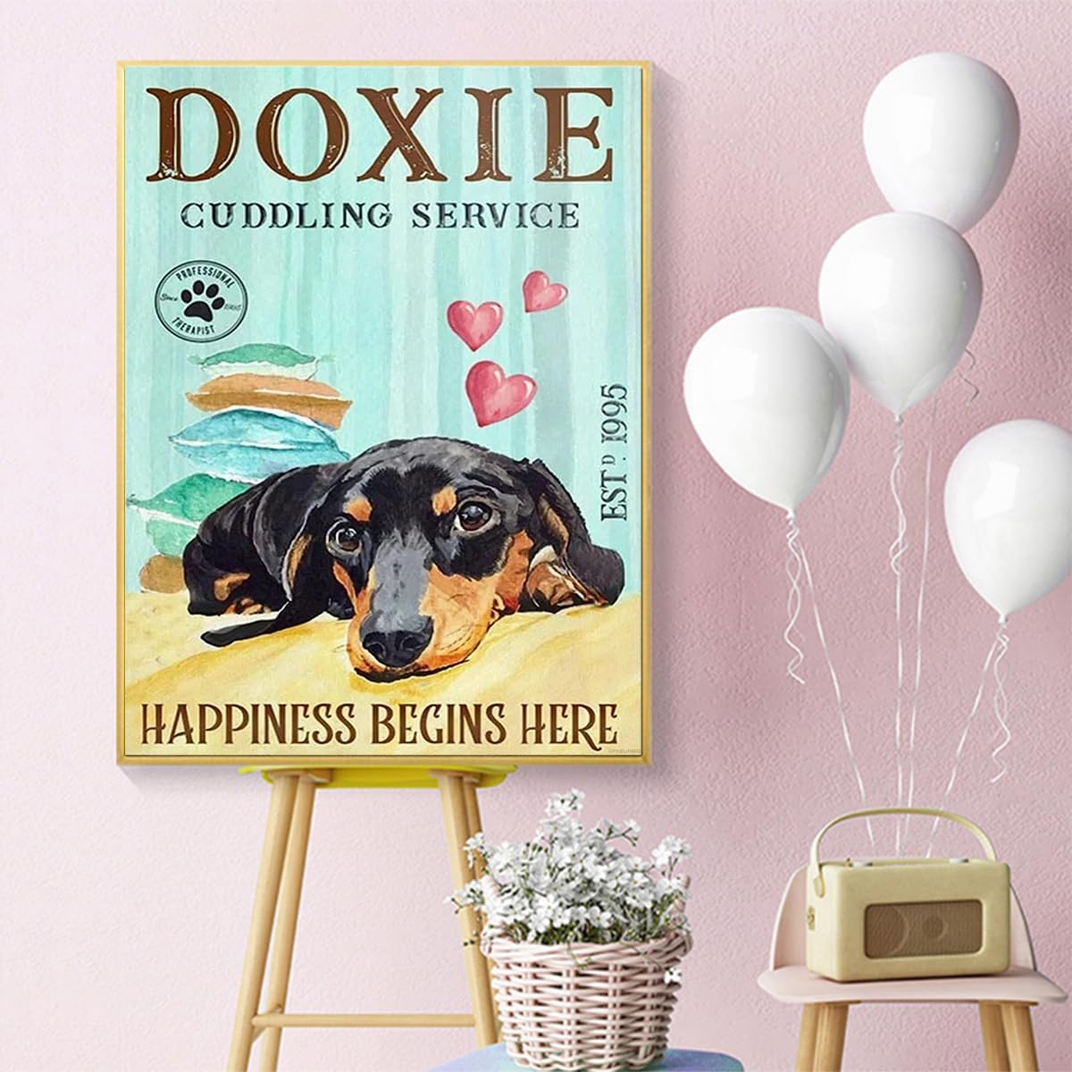 UPABLUNSO Christmas Gift Dachshund Cute Dog Puppy Vintage Poster 5D Diamond Art Diamond Painting Kits for Adults Paint by Number for Home Recreation 12x16 inch Suitable for New Year, Valentine's Day