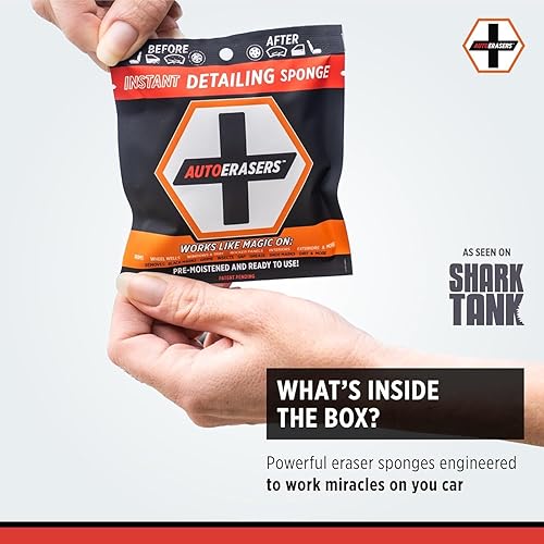 Miniatura 2 de AutoERASERS Esponja de detalle instantáneo, esponja de limpieza automática de doble cara prehumedecida de primera calidad con champú (paquete de 3)