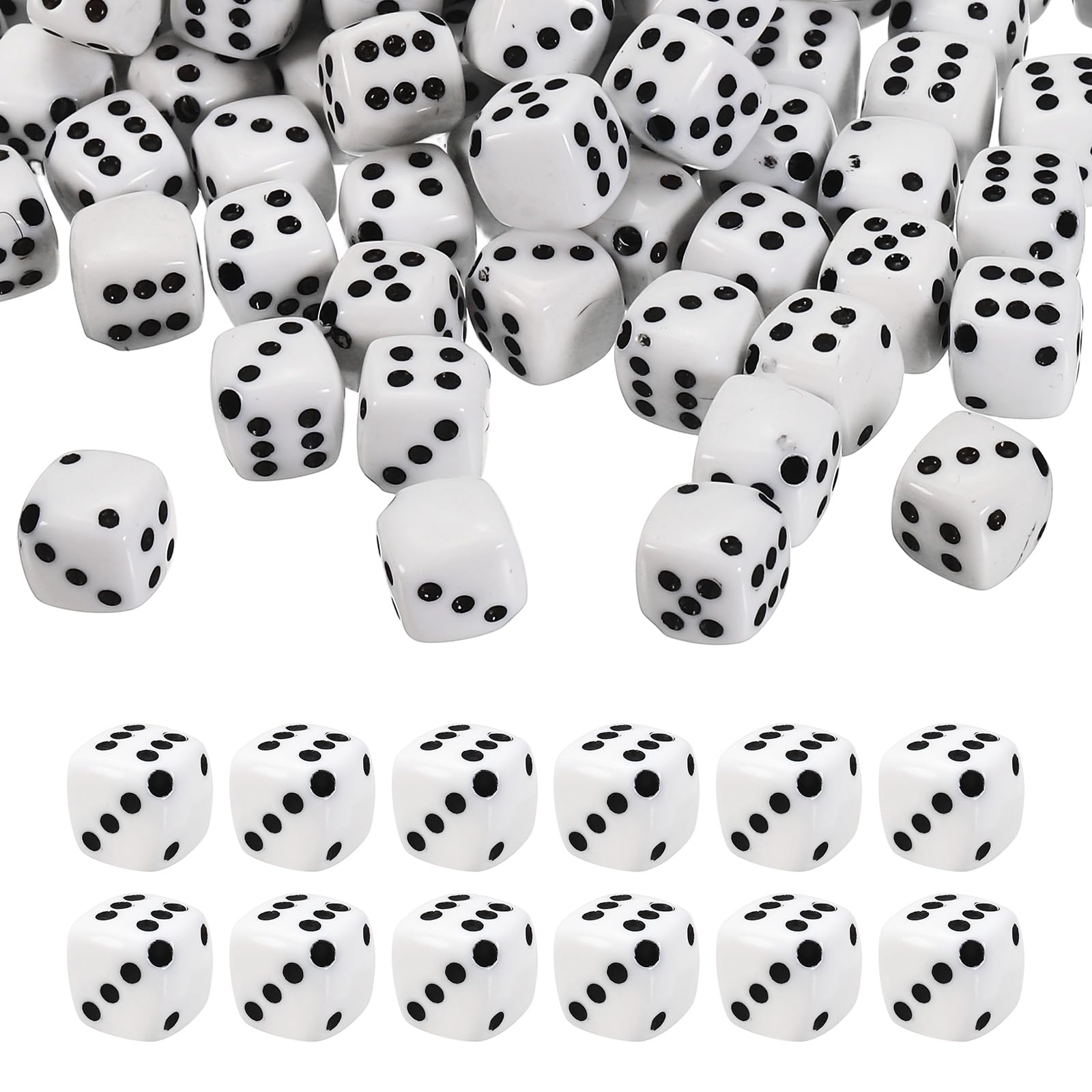 PATIKIL 100Pcs Acrylic Dice Bead, 10mm/0.4" Cube Dice Charm Beads Cute Keychain Pendant for Bracelets Necklaces Earrings DIY Crafts Jewelry Making, Solid White