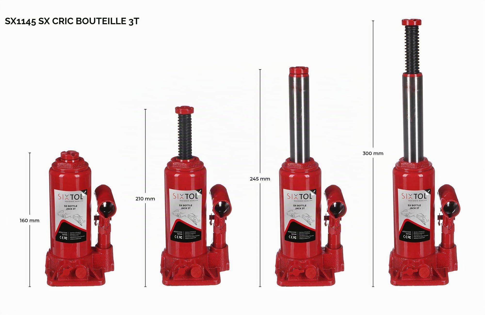 SX Bottle Jack 3T Cric hydraulique à Bouteille 3 tonnes Cric de Levage Compact