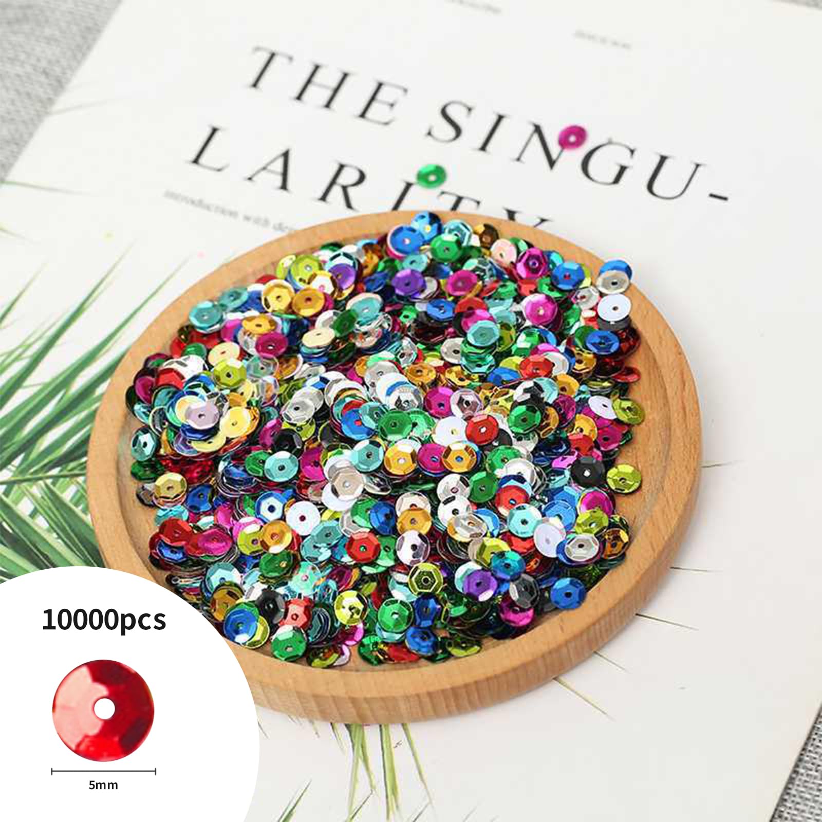 Sequins for Crafting,10000Pcs 6-7mm in Diameter Premium Quality Cup Sequins for Sewing Wedding Christmas DIY Arts Crafts Making,Multicolored — view 2