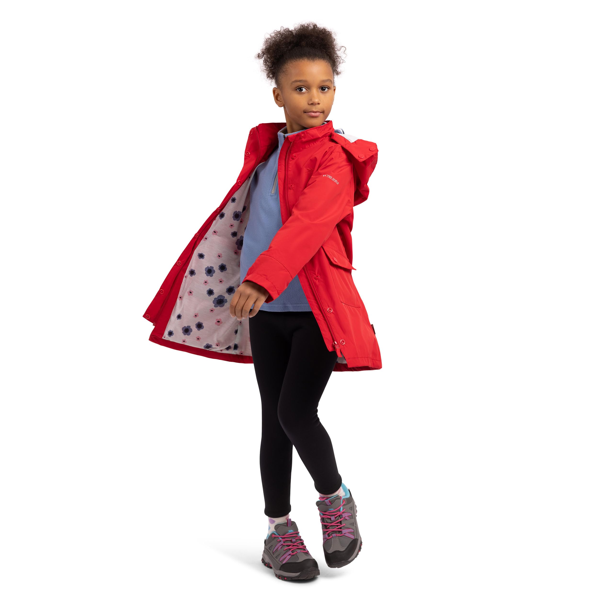 Trespass Girls Waterproof Rain Jacket Drizzling Red 9/10