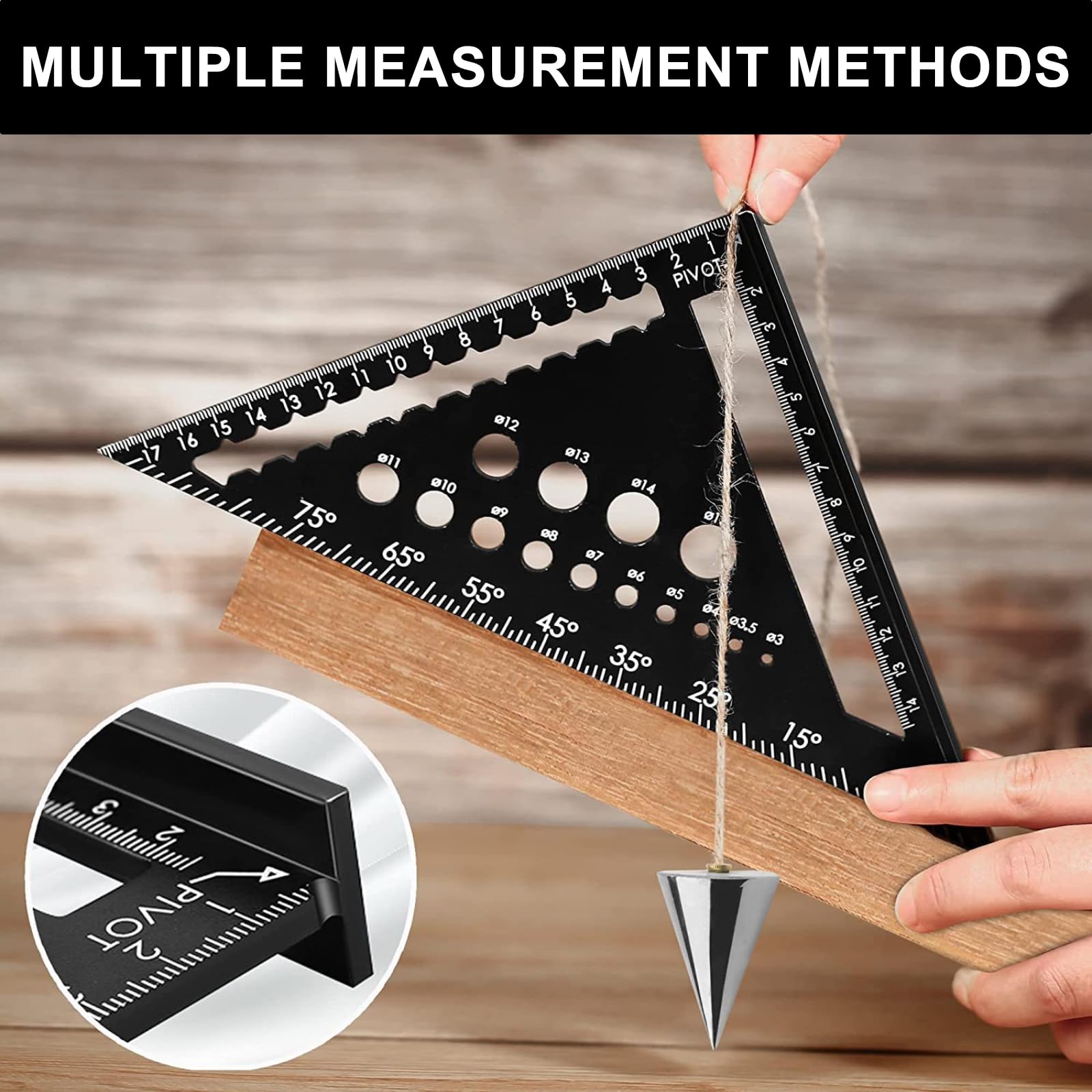 Onezebra 180mm/7 inch Speed Square, Aluminium Metal Set Square Carpentry Triangle Ruler - Image 4