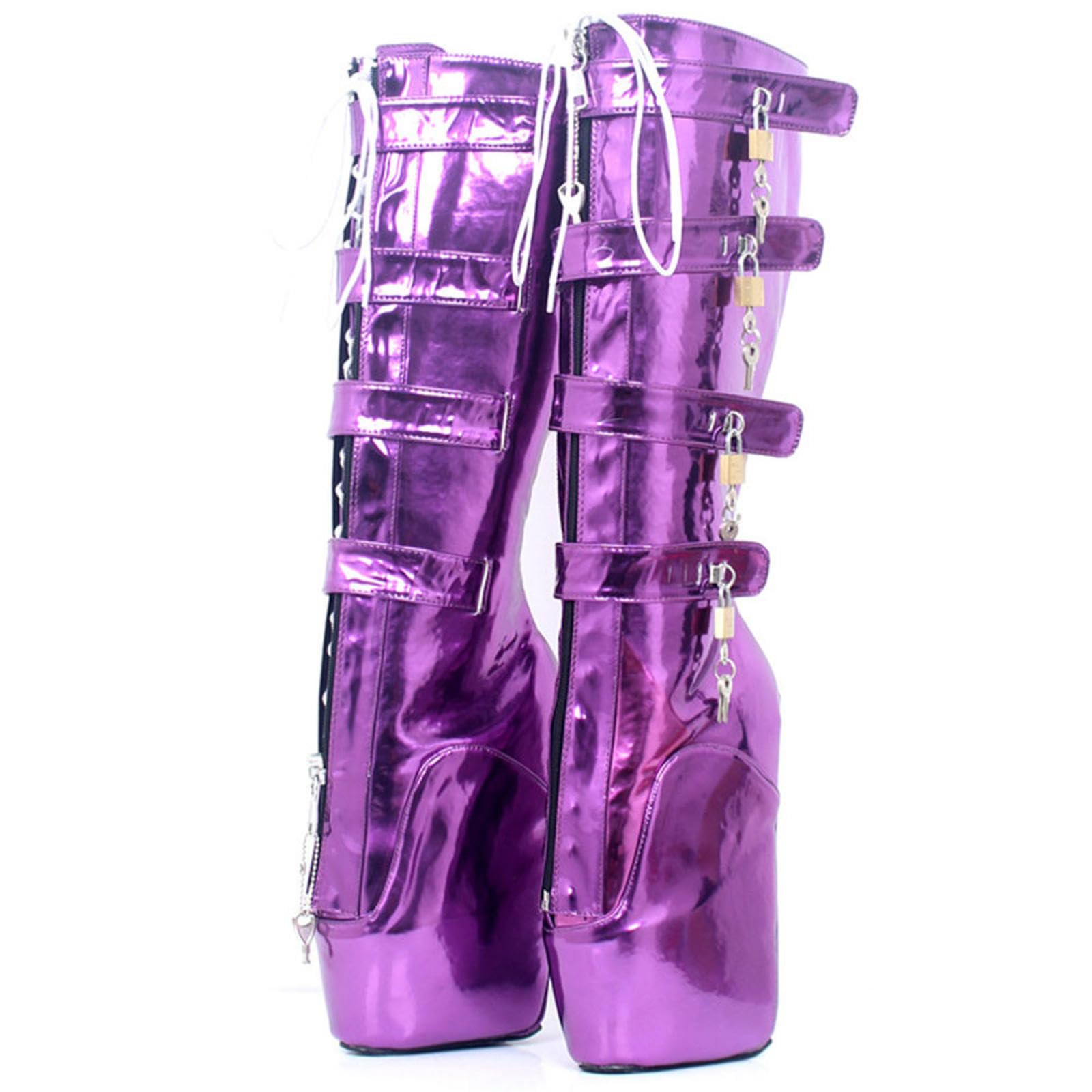 Tacchi Donna Tacchi Alti 18cm Stivali con Tacco Super Alto più Dimensioni Prestazioni di Scena,Purple-45