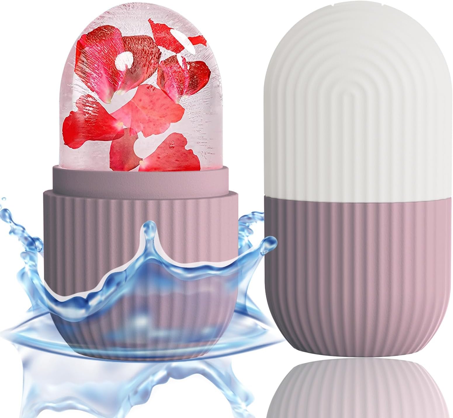 XHJRI Ice Face Roller Massager,Ice Cube Roller for Face, Eyes and Neck Naturally Conditioning and Skin Care,De-Puff Eye Bags,Reduce Migraine Pain,Reusable Massage Silicone Ice Mold (Brown)