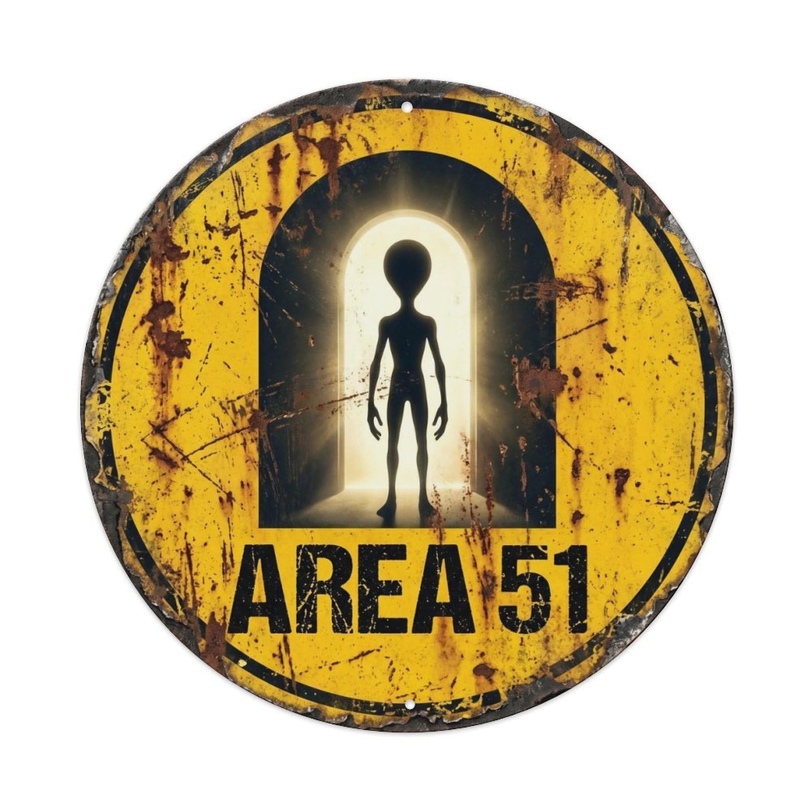 Extraterrestrial Area 51 Alien Doorway Encounter Metal Tin Sign