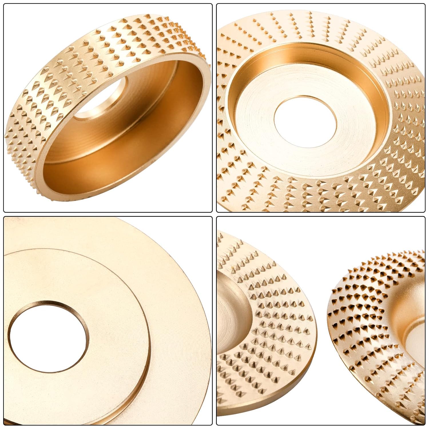 Lot de 5 disques abrasifs pour meuleuse d'angle - 125 mm - Accessoires de ponçage du bois - Kit d'outils de travail du bois - Pour façonnage du bois - Disque de sculpteur (doré)