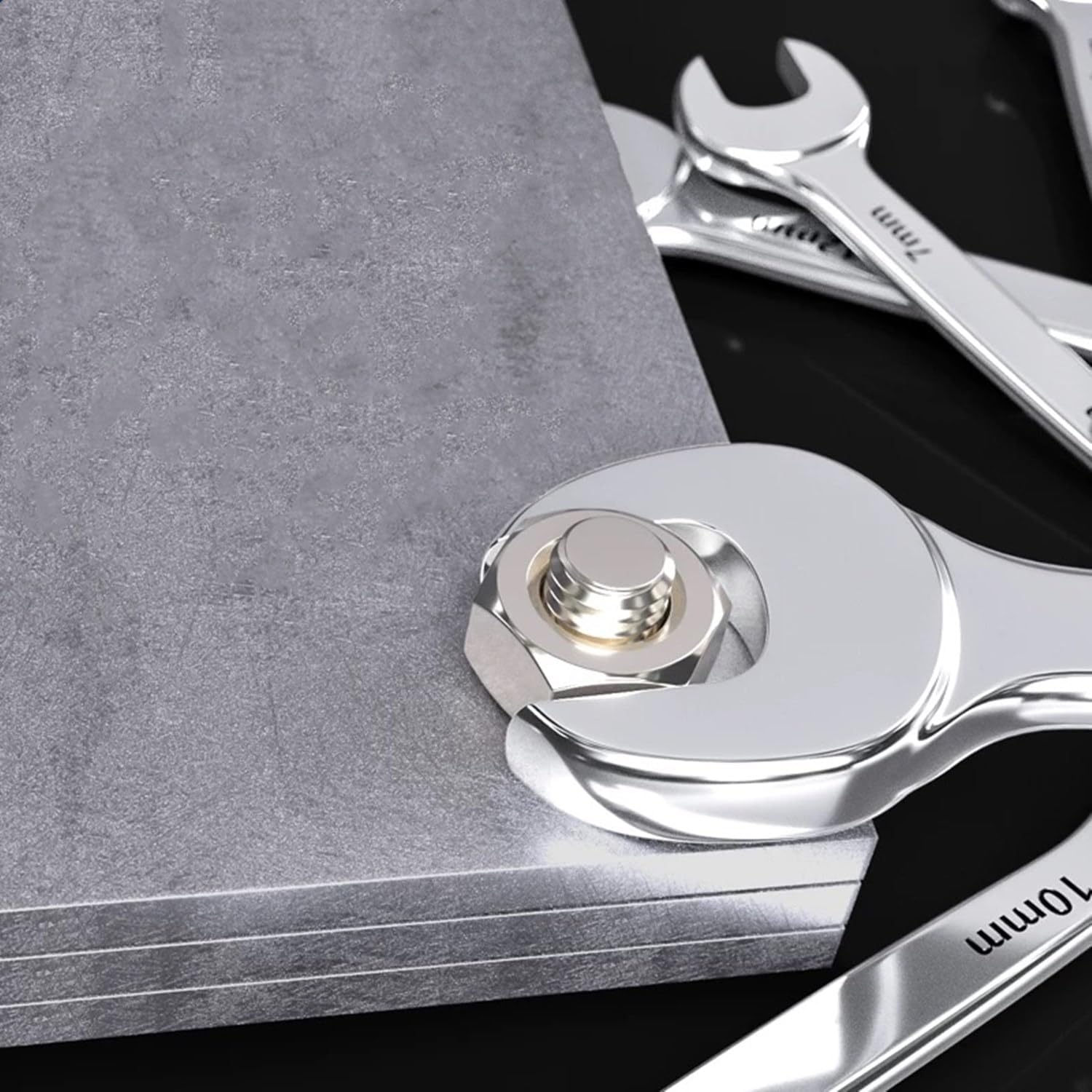 FLZOSPER 10mm×11mm Standard Open End Wrench，Metric Spanner，Flat Head Chrome Vanadium Steel With Mirror Polish