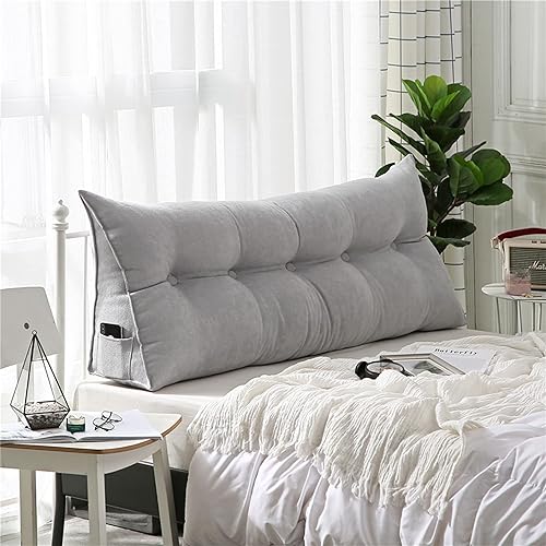 NENIUX Almohada grande con respaldo para cabecero, almohada de lectura, soporte de terciopelo, funda extraíble triangular para cama, sofá, cama