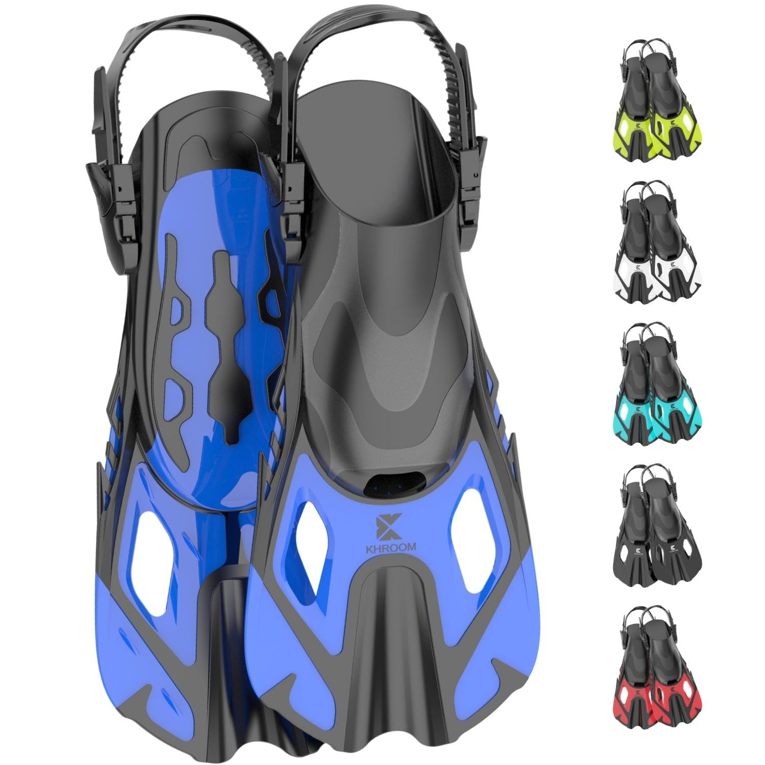 Khroom Aletas Cortas Adultos / niños Talla 32-47 | Aletas de Snorkel Ajustables Cortas | Aletas de natación Aletas Cortas para Snorkel | Aletas de Buceo Ajustables para Nadar / bucear