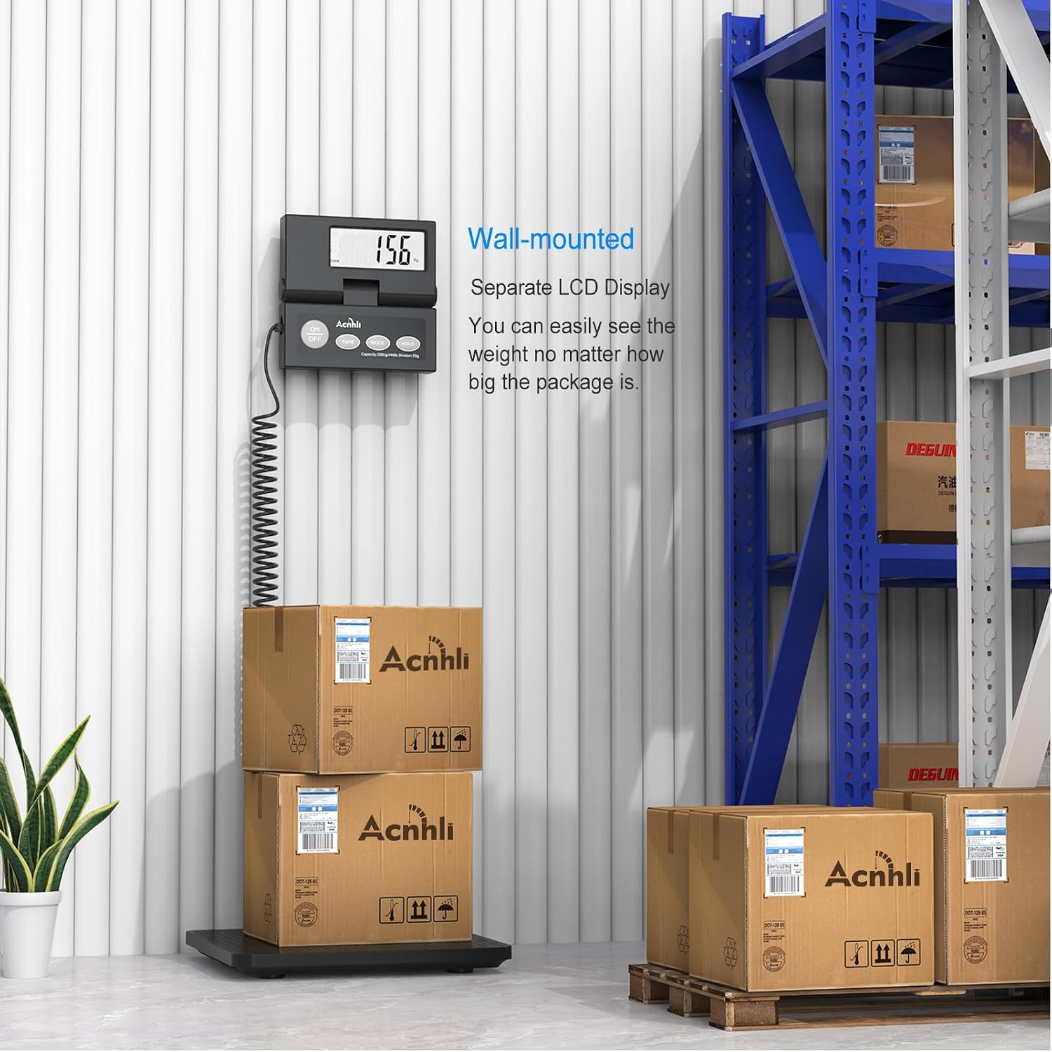 Shipping Scale,440lbs/1oz Ultra-Thin, Highly Accurate Foldable LCD Display with Tare Function Lightweight Postal Scale for Packages Warehouses, Homes, Offices, Including Manuals and Adapters