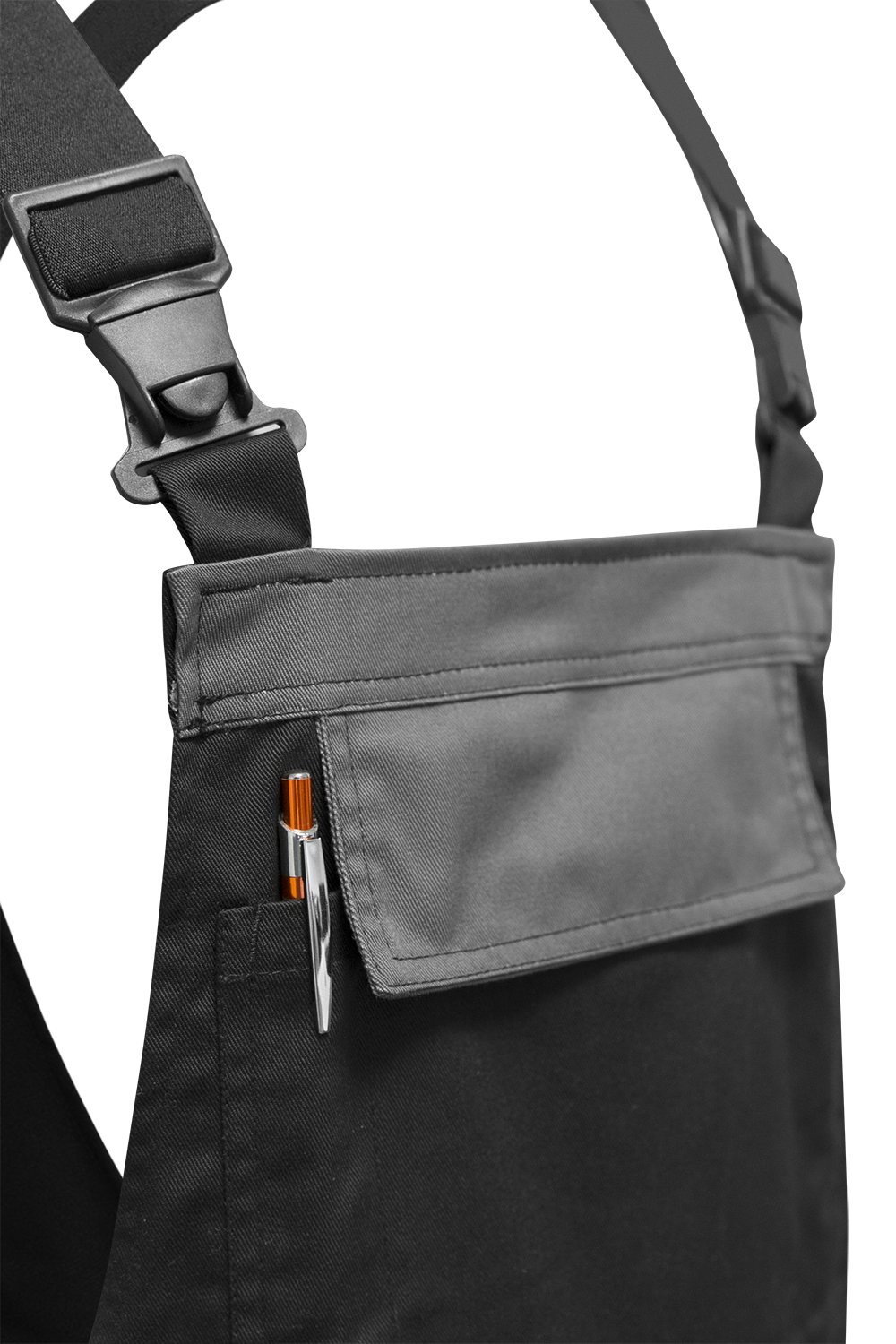 strongAnt® - Pantalón de Peto elástico de Trabajo Berlin 260gr, Bolsillos para Rodilleras - Hecho en Europa - Talla: 52, Color: Negro-Gris