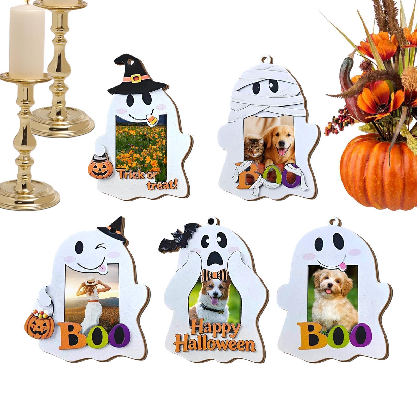 Décoration de bureau d'Halloween et cadres photo en bois