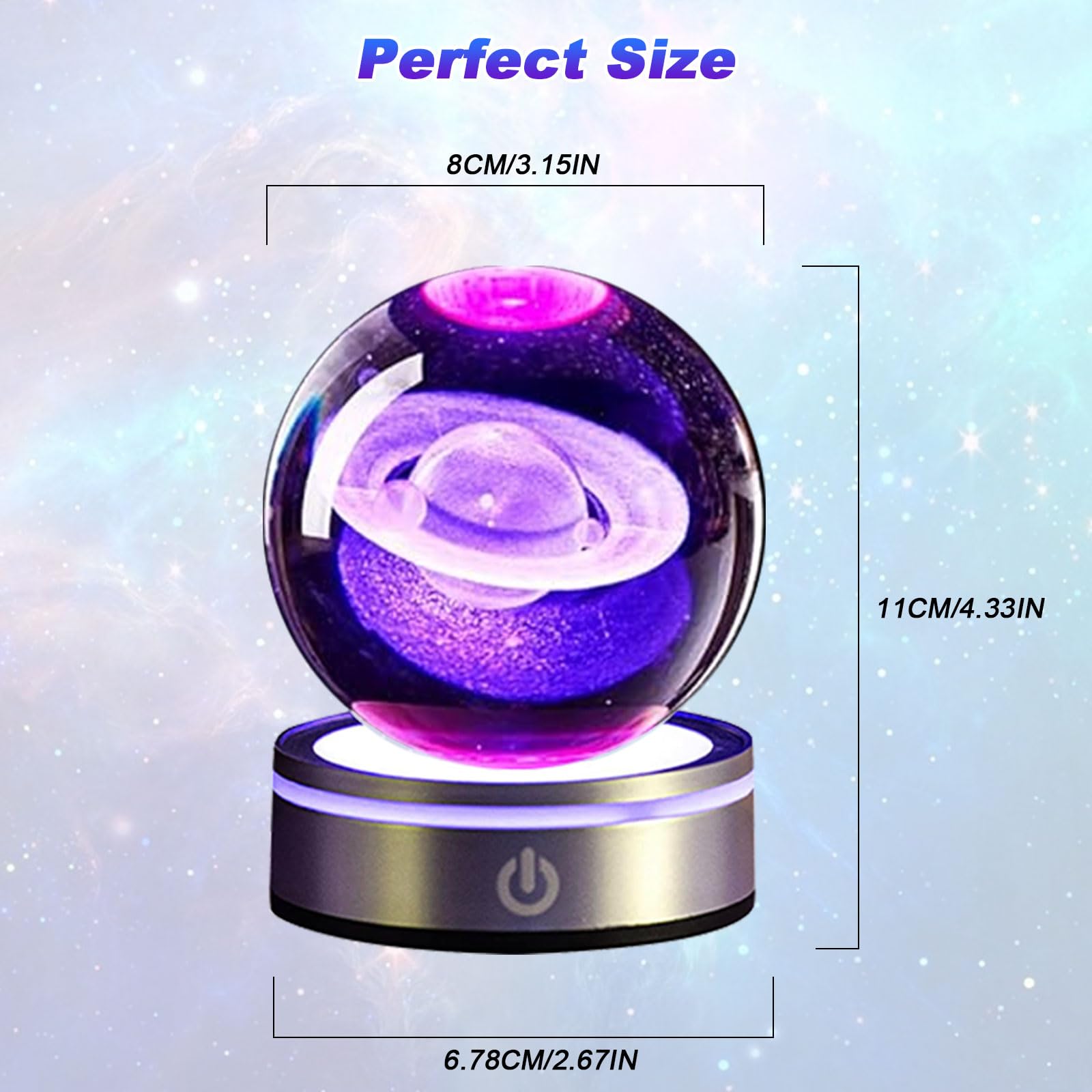 3d Galaxy Crystal Ball, ologramma inciso al laser con lampada a sfera