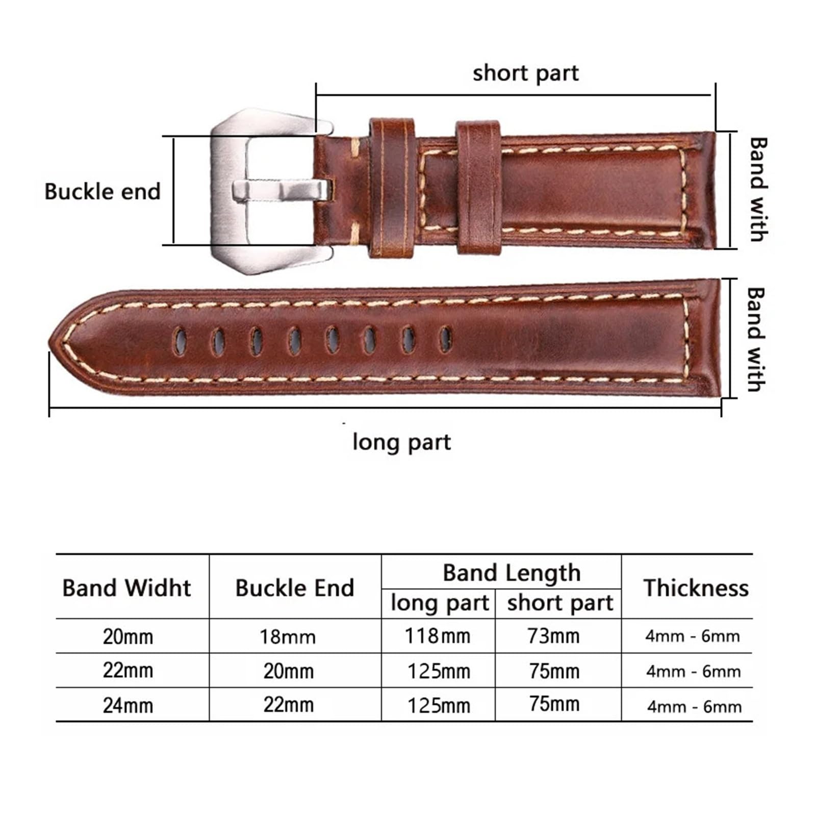 Genérico NASUNJIA Correas De Reloj Retro De Cuero Genuino Marrón For Hombre, 20 Mm, 22 Mm Y 24 Mm, Correa De Reloj Suave Con Hebilla De Metal.