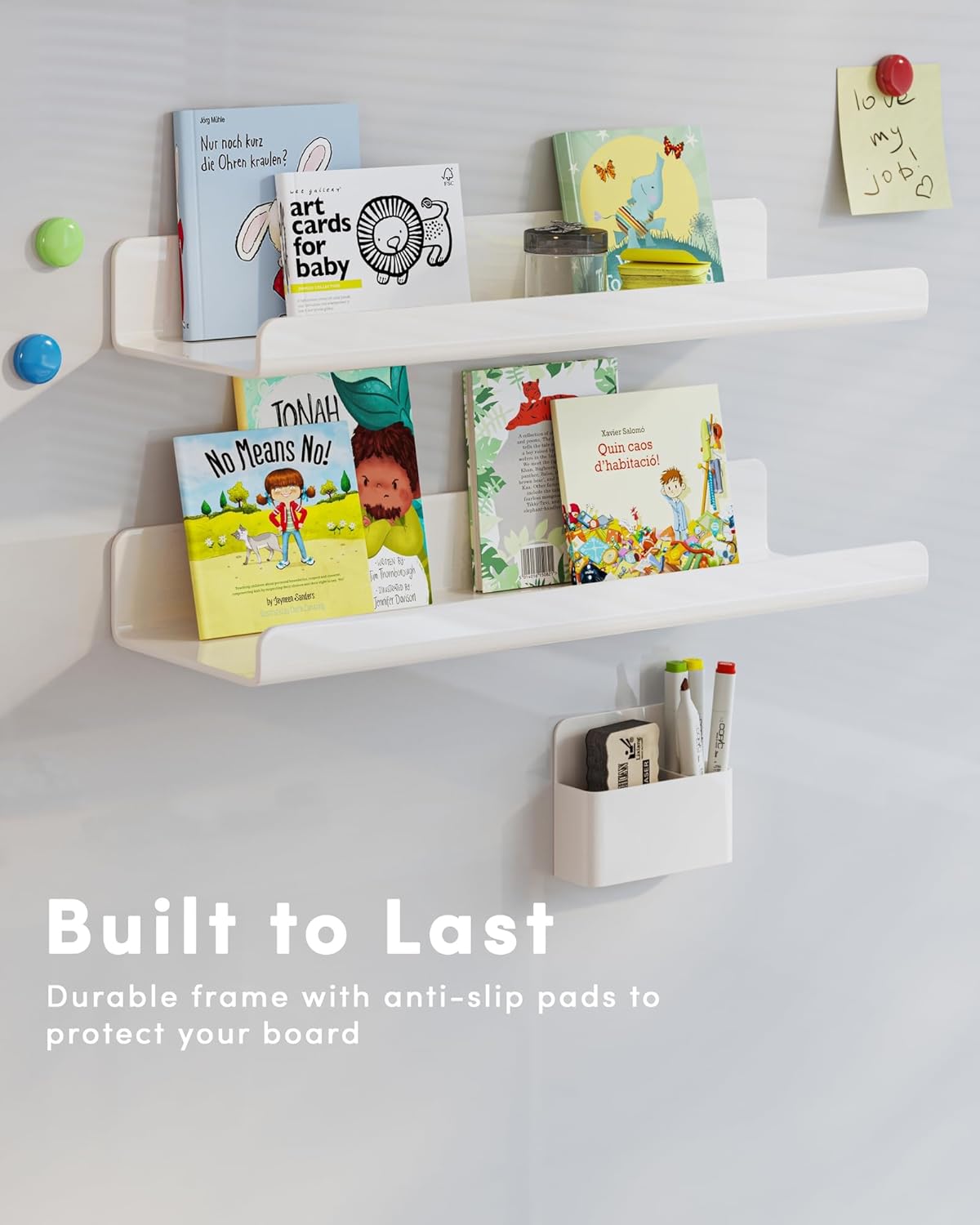 Magnetic Book Shelf, Magnetic Shelf for White Board, Magnetic Shelves for Classroom with Pen Holder