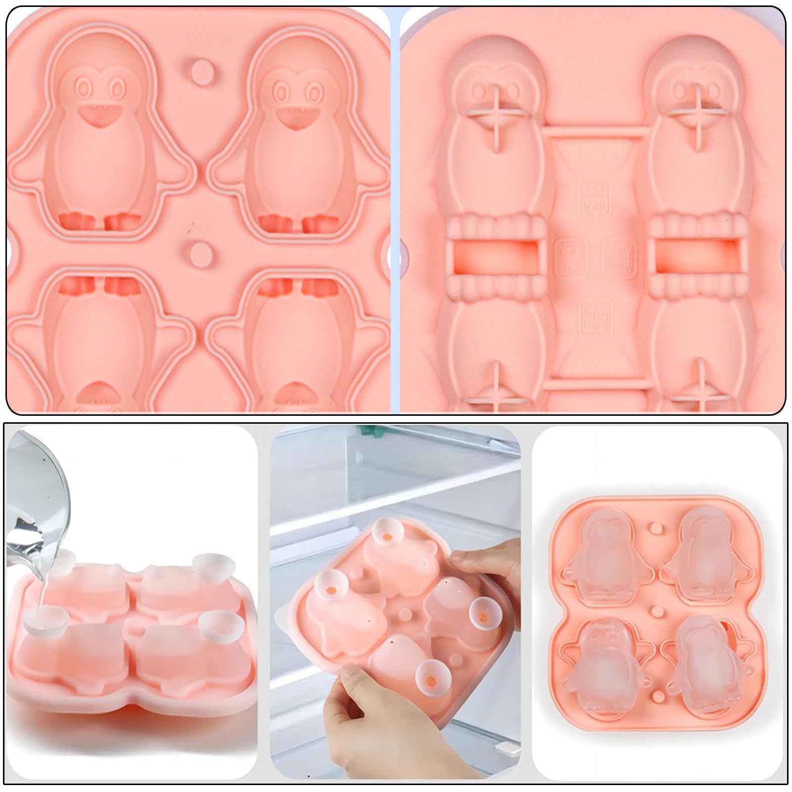 Stampo per cubetti di ghiaccio in silicone, con pinguino, 4