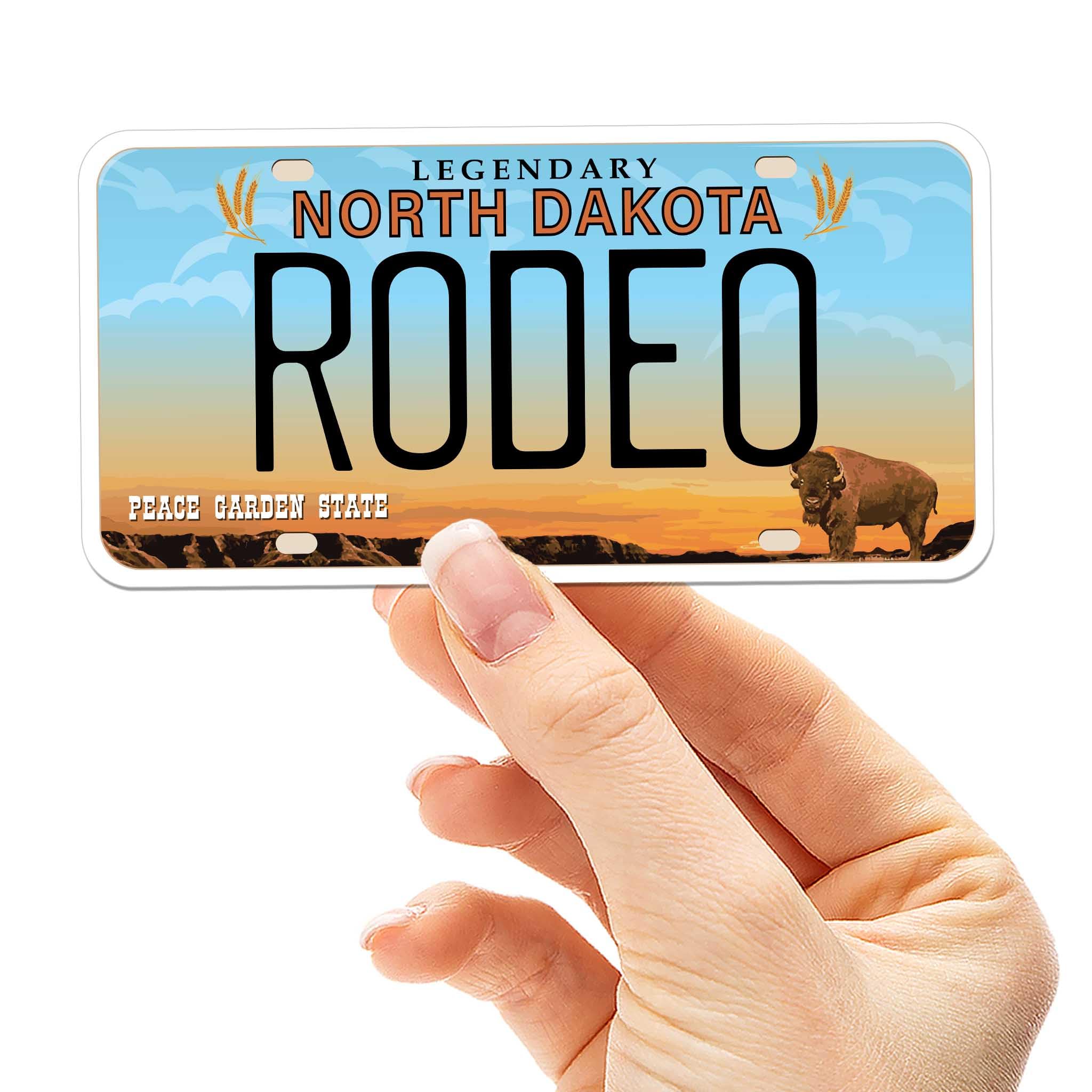 North Dakota License Plate Stickers for Hydroflask Water Bottle - Choose Your ND Decal - Fargo Bumper Sticker for Car (Rodeo)