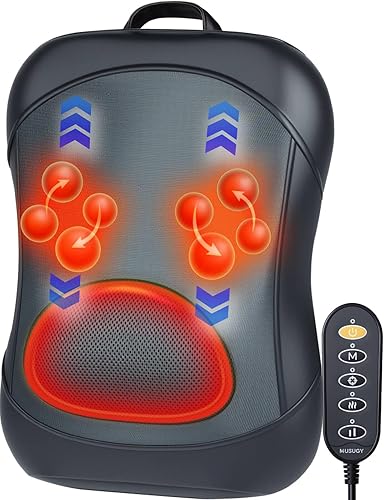 Masajeador de espalda Shiatsu con calor masaje con rodillos hacia arriba y hacia abajo, masaje eléctrico de espalda para aliviar el dolor de tejido