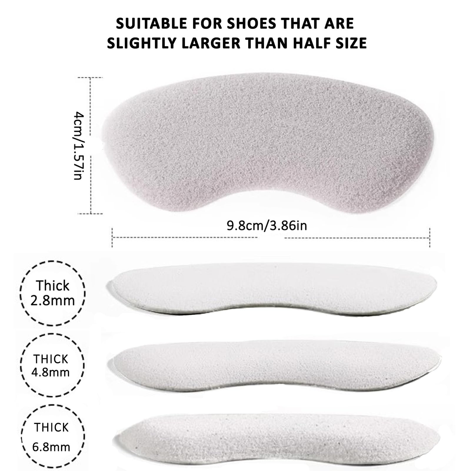 Cuscinetti Per Scarpe Inserti per cuscini di rivestimento per tallone per scarpe larghe, vestibilità e comfort migliorati, prevengono lo sfregamento del tallone, vesciche, dolore ai piedi,Nero (Color