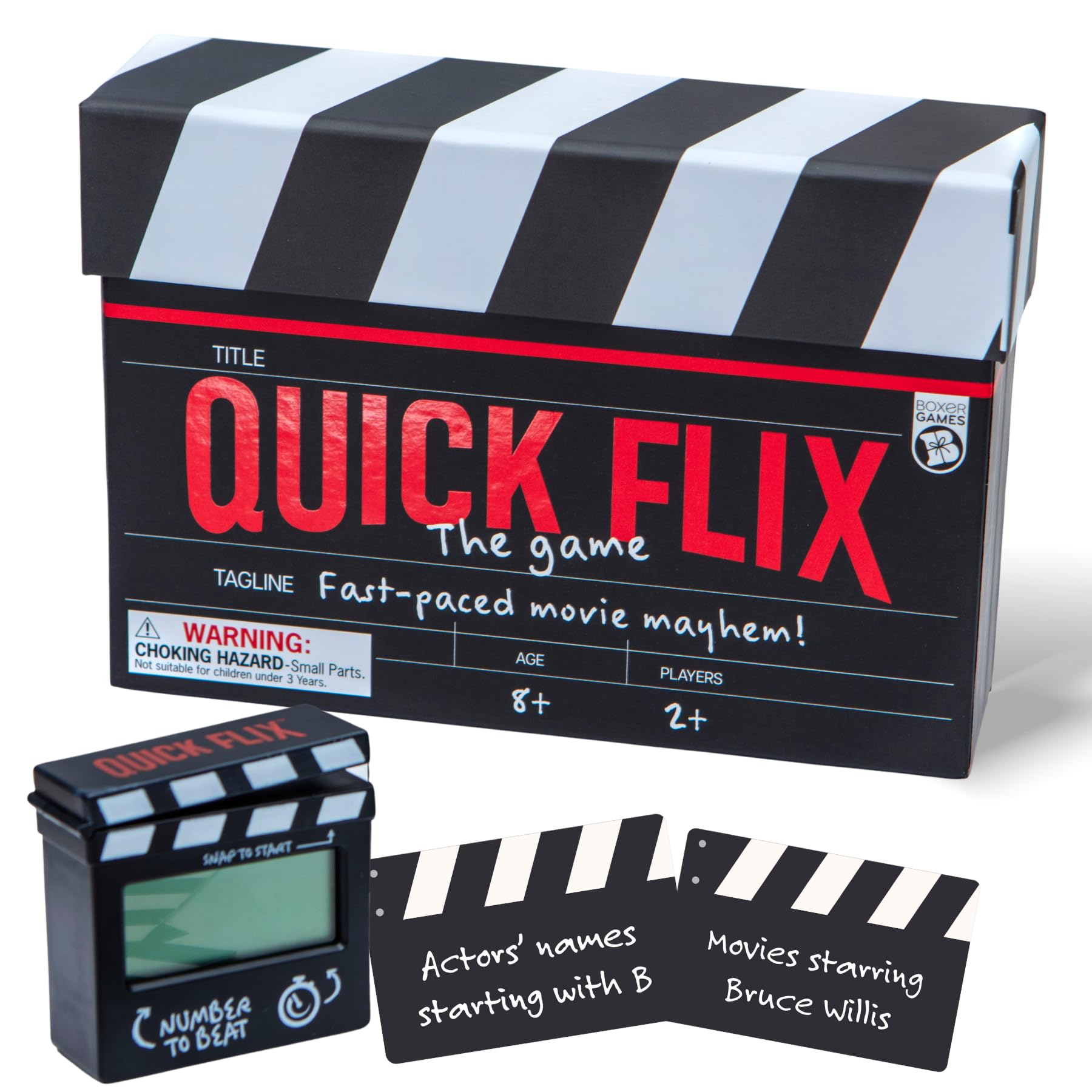 Boxer Gifts Quick Flix Movie Trivia Game - Fun Game Night Games for Family and Party - Film Lover Gift