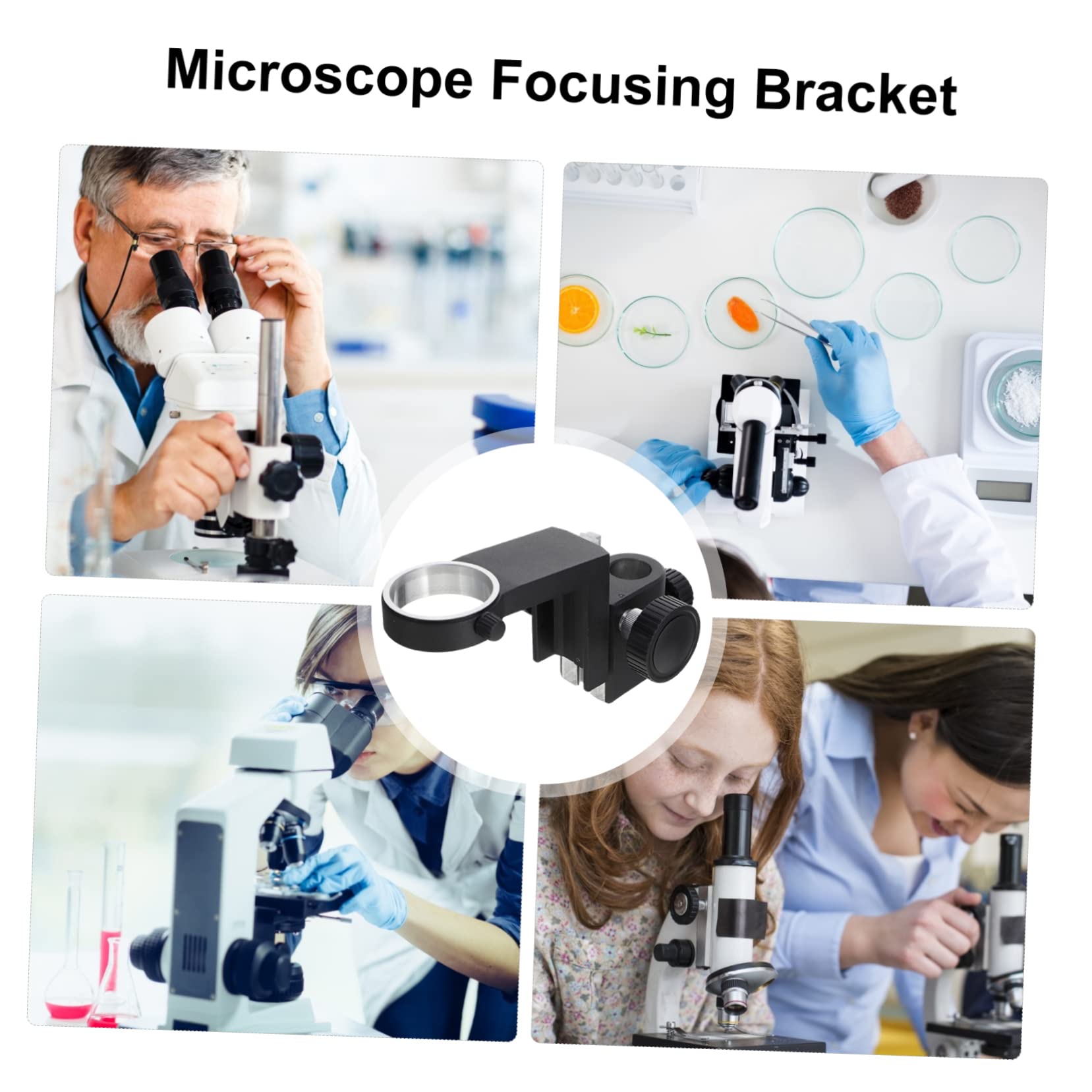Homoyoyo Soporte de Enfoque de Microscopio 50 Mm para Cámaras Industriales, Plástico Resistente, Perilla de Ajuste Grande, Uso Educativo y Laboratorio, Color Negro
