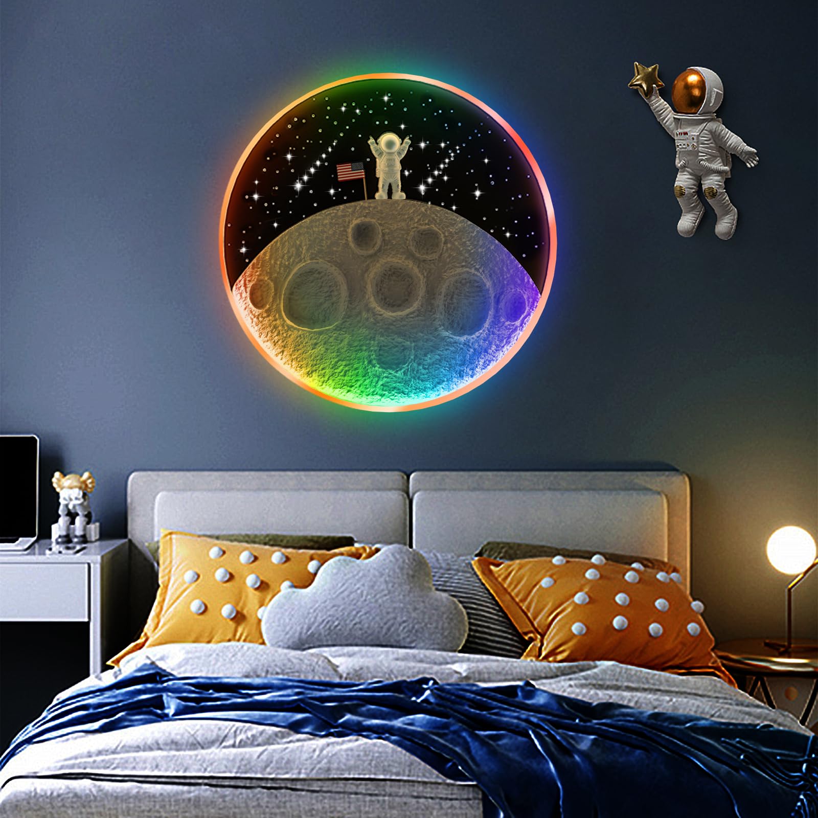 Hont 3D Moon Wall Sconce Dimmable Shooting Star Lights LED Sconce with
