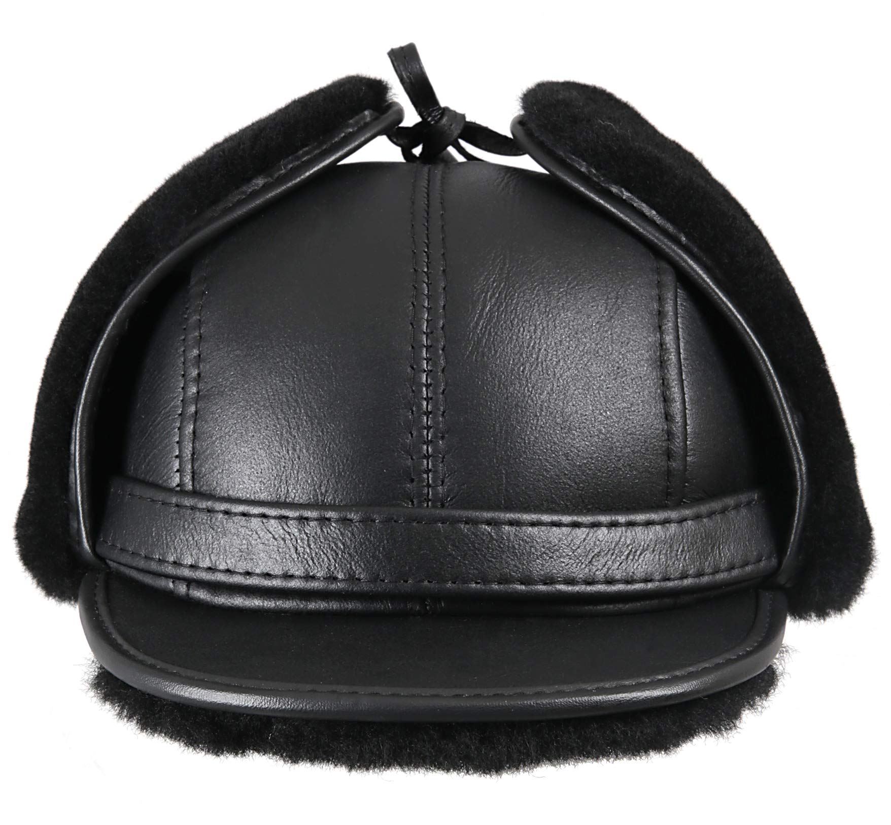 Zavelio Men's Shearling Sheepskin Visor Hat X-Large Solid Black