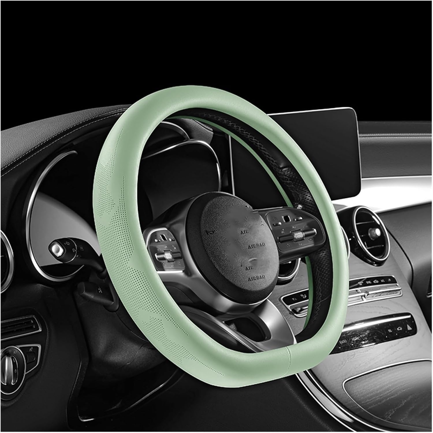 Car Steering Wheel Cover for D Type Car Steering Wheel Cover Genuine Leather Car Decoration Fashionable and Beautiful (Color : 1#)