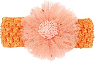 Faixa de cabelo para bebês bebês meninos meninas renda sólida flor faixa de cabelo faixa de cabeça elásticos acessórios de cabelo Milkmaid Baby (laranja, tamanho único)