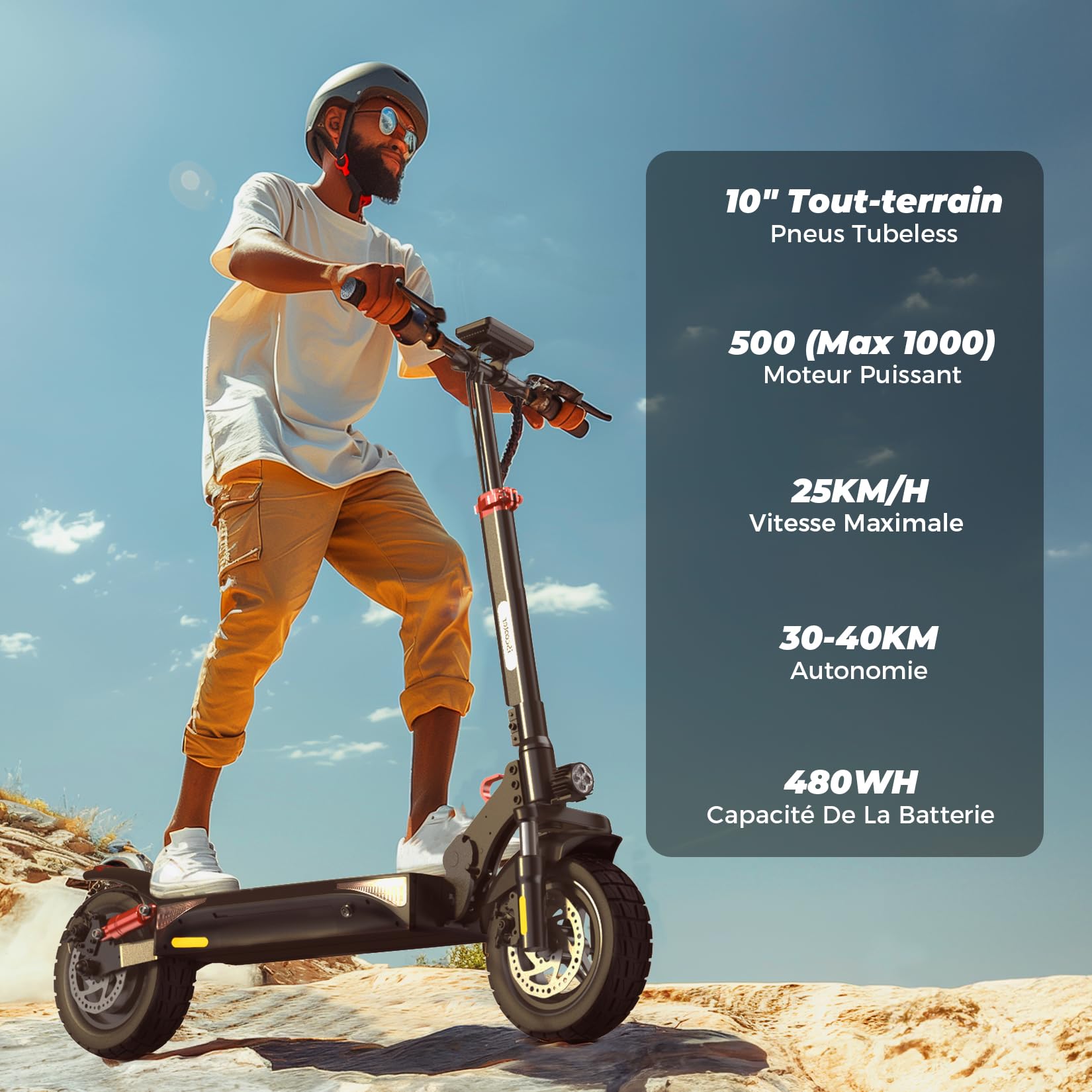 iScooter ix3 Patinete Eléctrico Adultos, 480WH Batería, Autonomía Máxima De 40 KM, 10" Patinete Eléctrico Plegable, App Control, Carga 120 KG, Manillar Ajustable, Suspensión Cuádruple