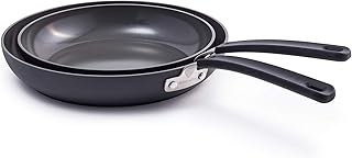 GreenPan Levels Stackable Hard Anodized Ceramic Nonstick, Frying Pan Set, 10" and 12", Gray
